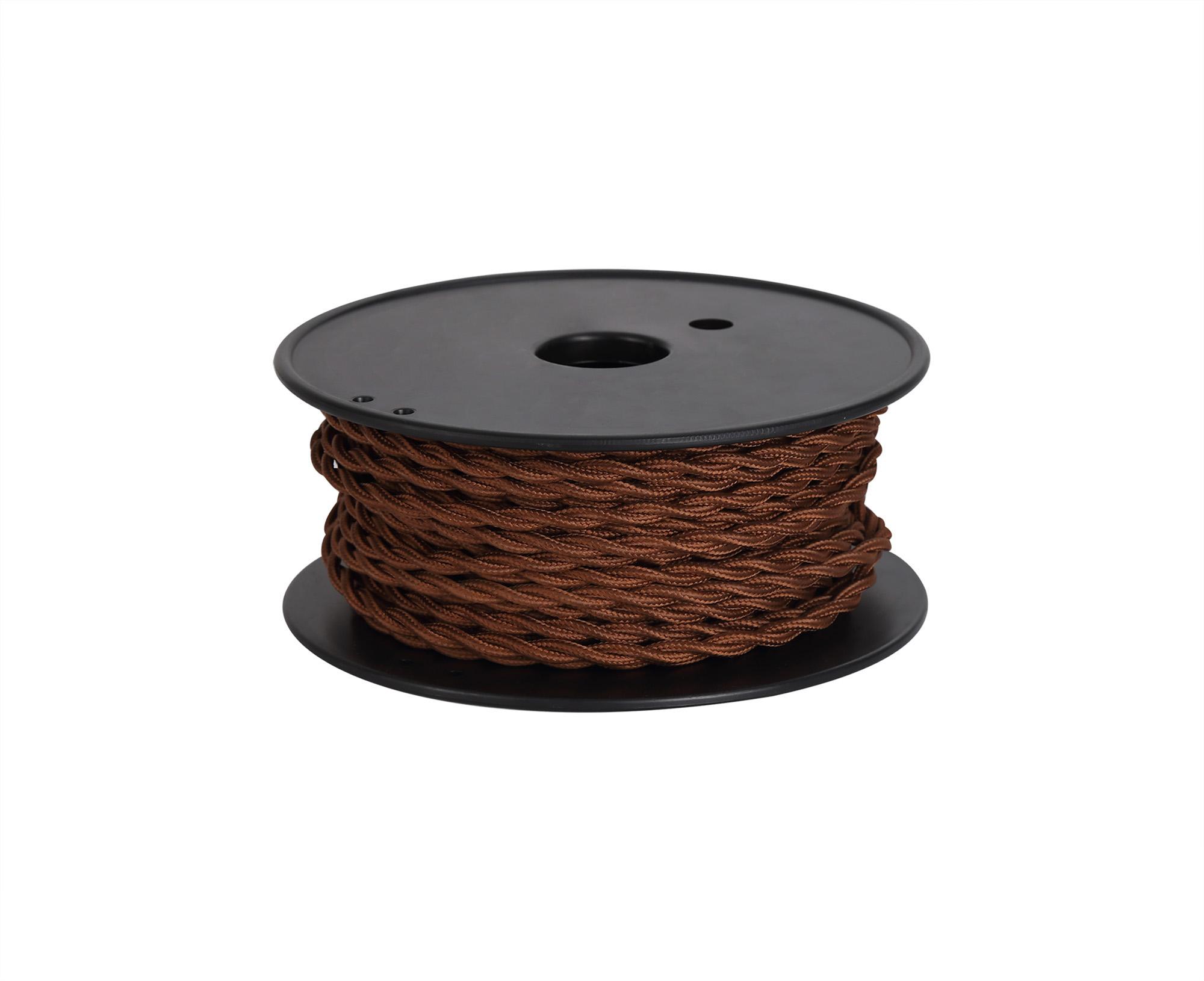Cavo 1m Red Brown Braided Twisted 2 Core 0.75mm Cable VDE Approved (qty ordered will be supplied as one continuous length)