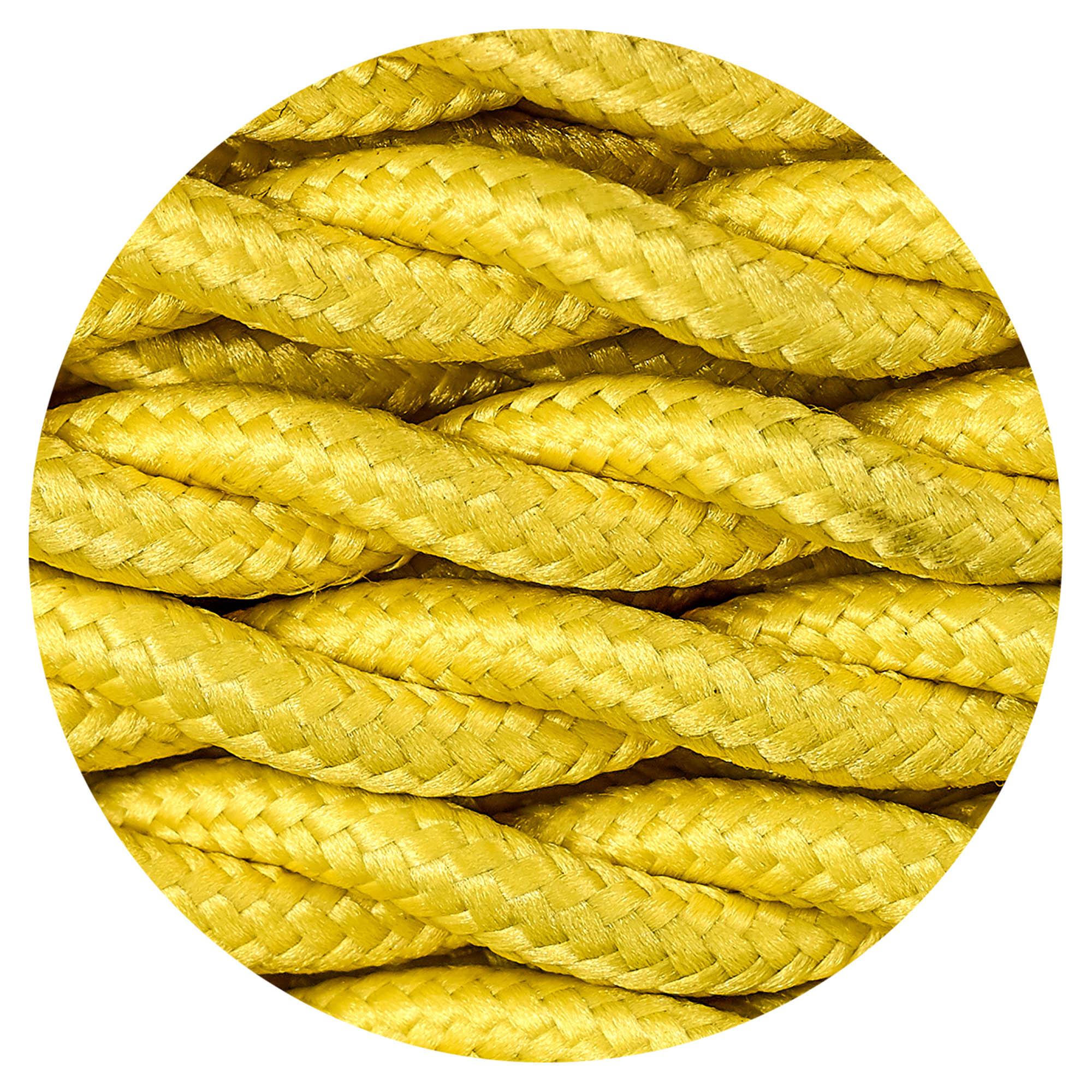 Cavo 1m Yellow Braided Twisted 2 Core 0.75mm Cable VDE Approved (qty ordered will be supplied as one continuous length)