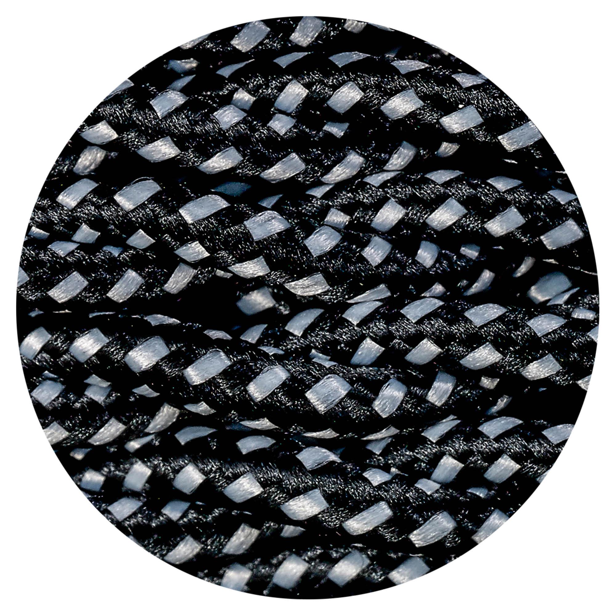 Cavo 1m Black & White Spot Braided Twisted 2 Core 0.75mm Cable VDE Approved (qty ordered will be supplied as one continuous length)