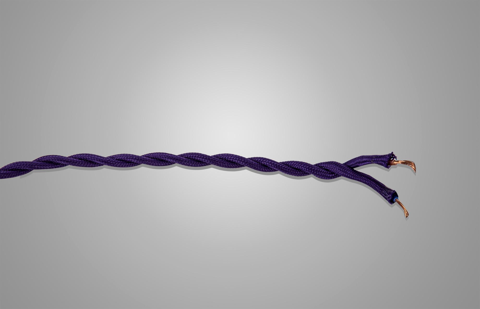 Cavo 1m Purple Braided Twisted 2 Core 0.75mm Cable VDE Approved (qty ordered will be supplied as one continuous length)