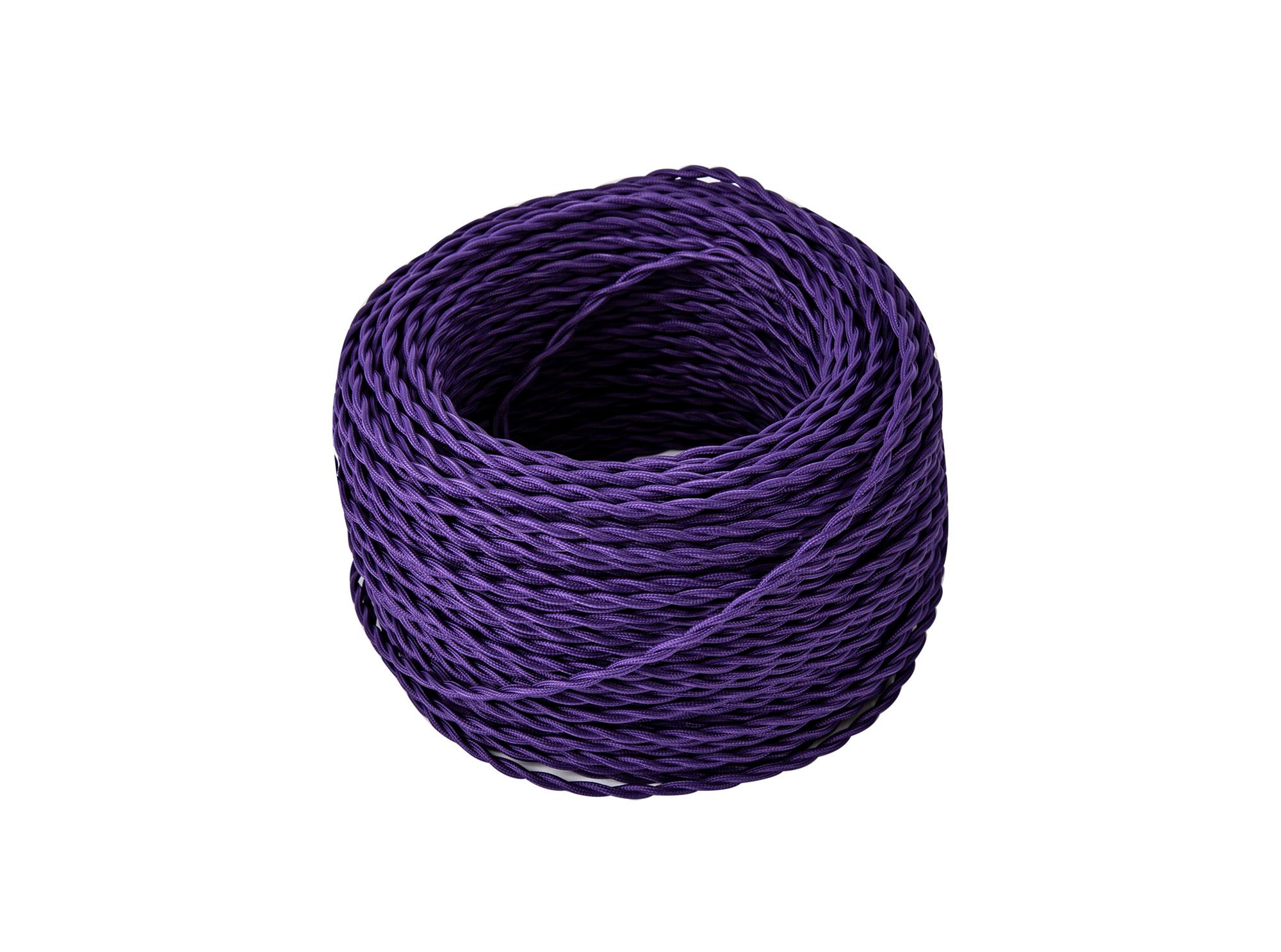 Cavo 1m Purple Braided Twisted 2 Core 0.75mm Cable VDE Approved (qty ordered will be supplied as one continuous length)