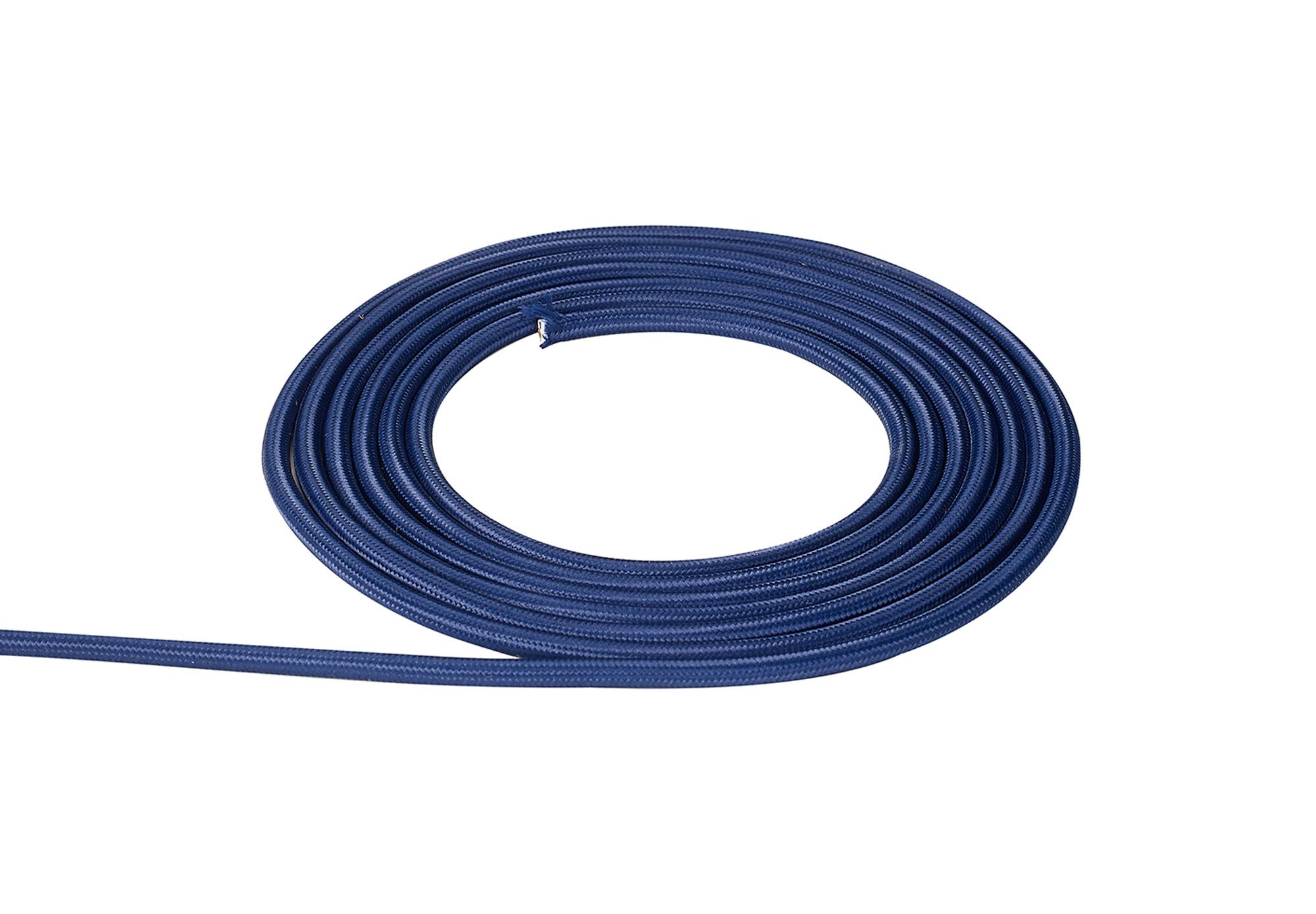 Cavo 1m Dark Blue Braided 2 Core 0.75mm Cable VDE Approved (qty ordered will be supplied as one continuous length)