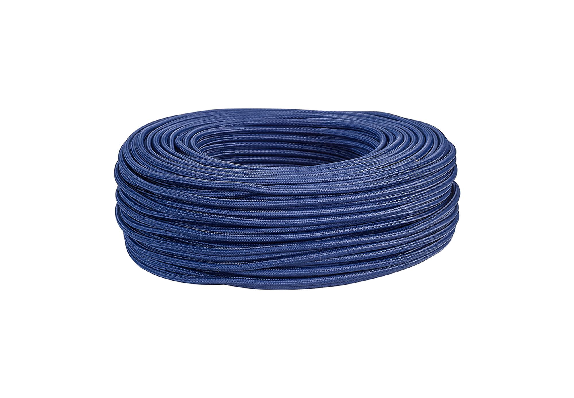 Cavo 1m Dark Blue Braided 2 Core 0.75mm Cable VDE Approved (qty ordered will be supplied as one continuous length)
