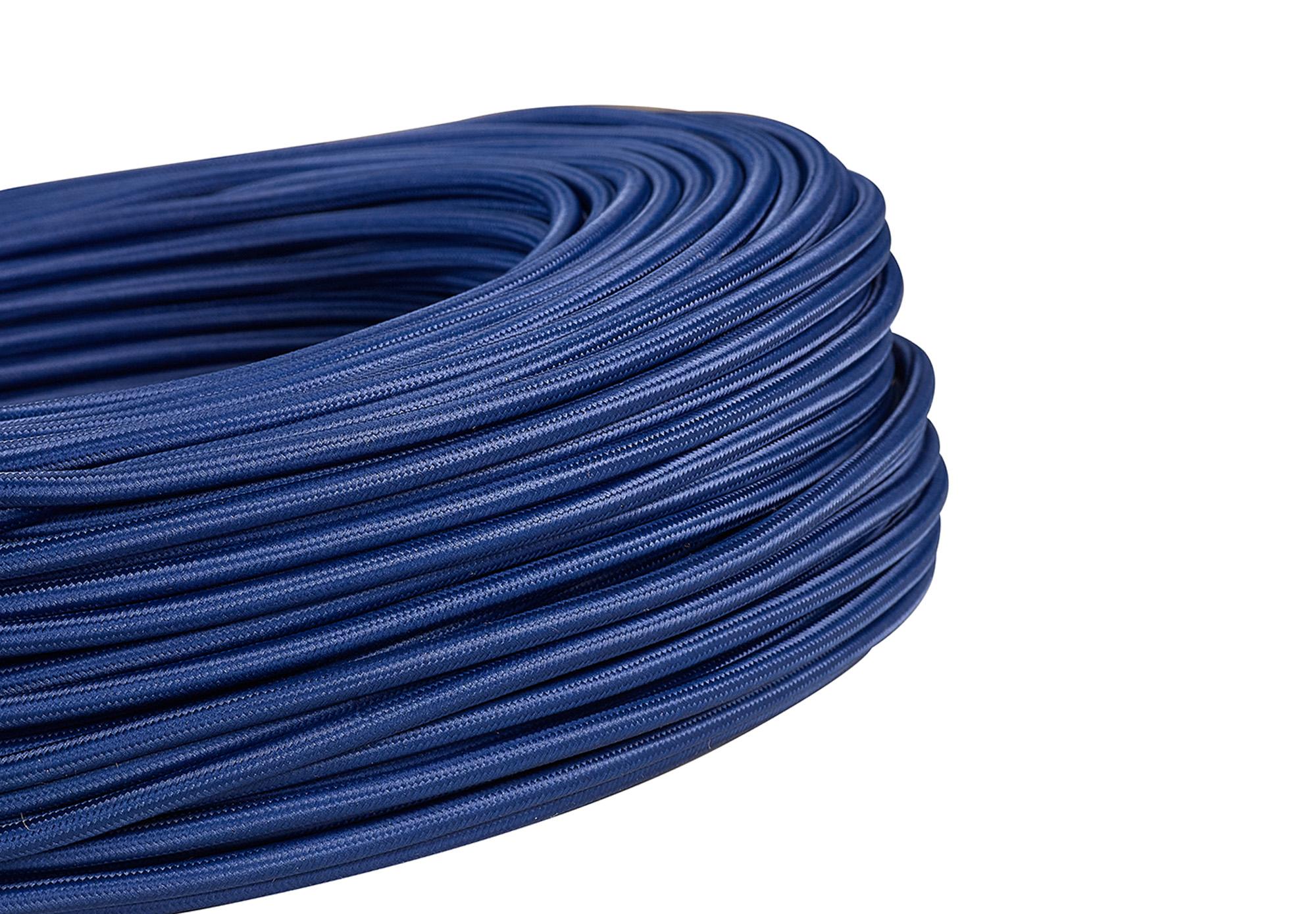 Cavo 1m Dark Blue Braided 2 Core 0.75mm Cable VDE Approved (qty ordered will be supplied as one continuous length)