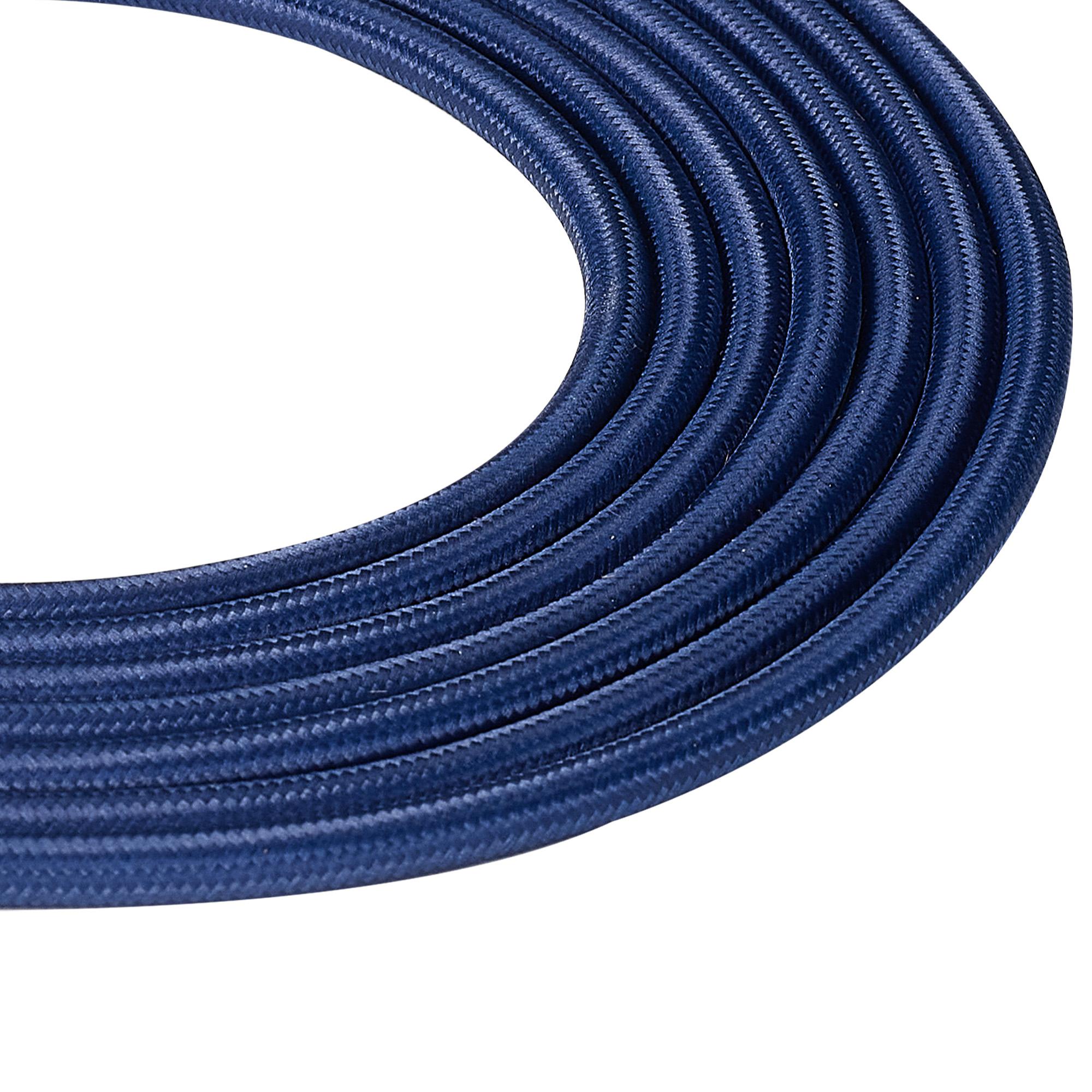Cavo 1m Dark Blue Braided 2 Core 0.75mm Cable VDE Approved (qty ordered will be supplied as one continuous length)