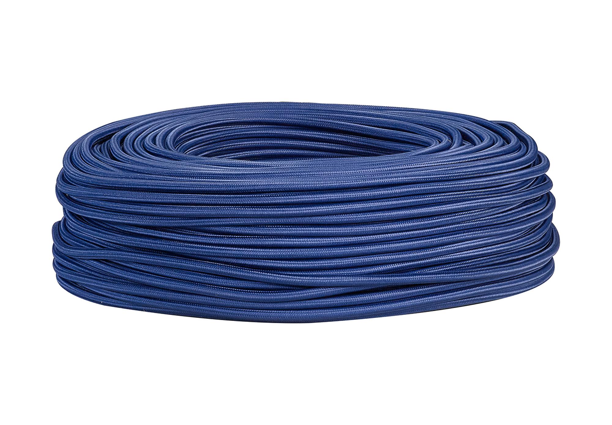Cavo 1m Dark Blue Braided 3 Core 0.75mm Cable VDE Approved (qty ordered will be supplied as one continuous length)