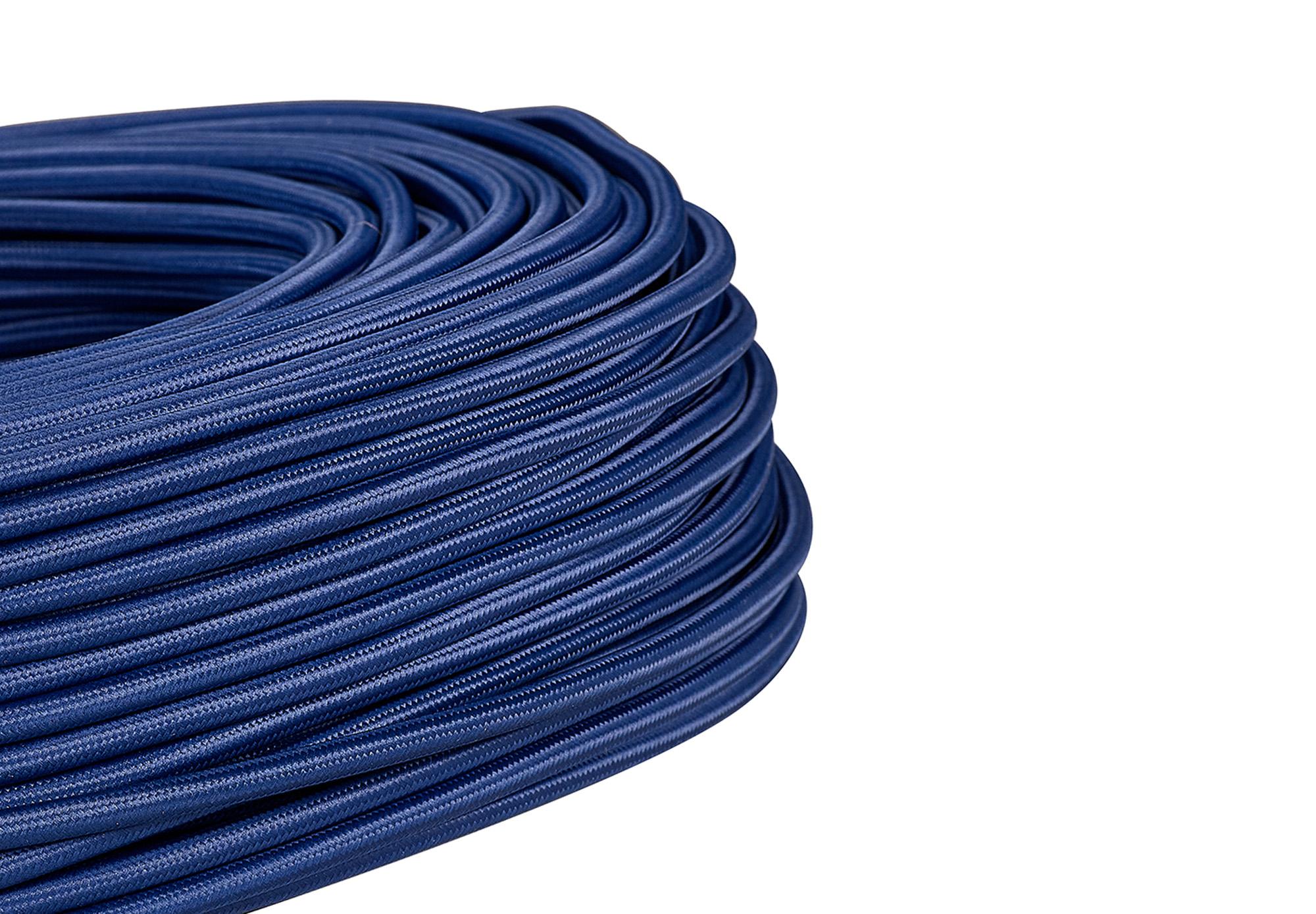 Cavo 1m Dark Blue Braided 3 Core 0.75mm Cable VDE Approved (qty ordered will be supplied as one continuous length)