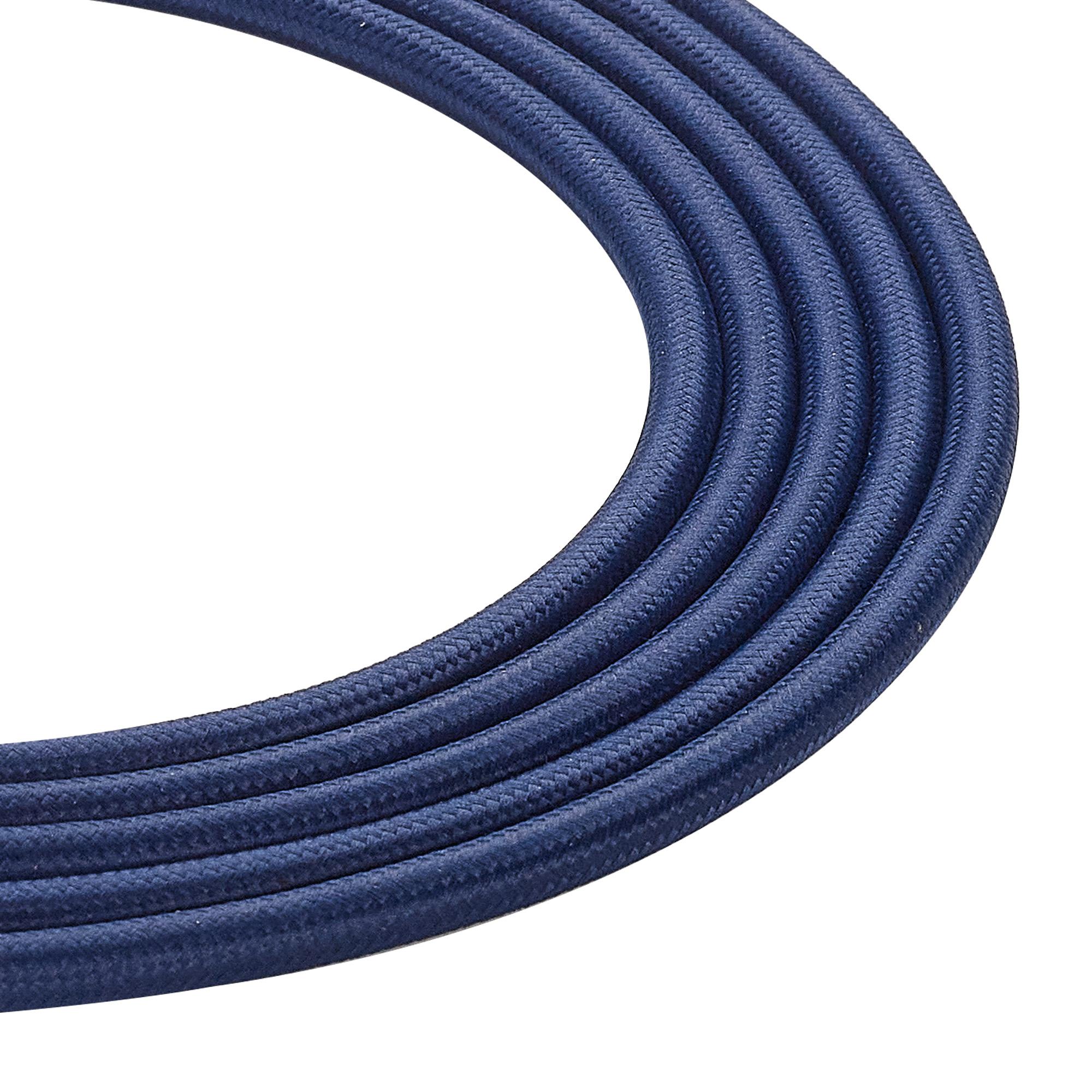 Cavo 1m Dark Blue Braided 3 Core 0.75mm Cable VDE Approved (qty ordered will be supplied as one continuous length)