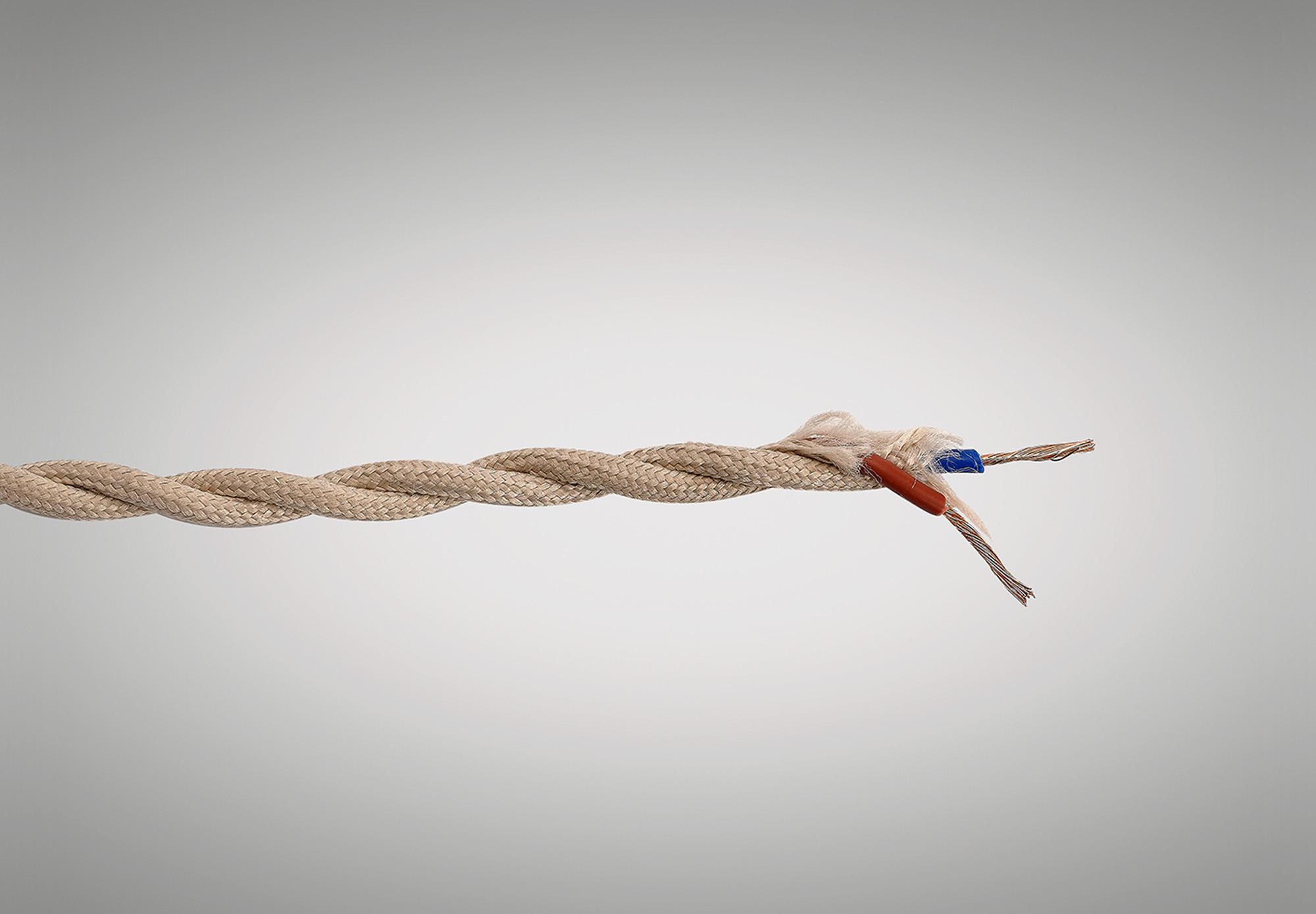 Cavo 1m Ivory Braided Twisted 2 Core 0.75mm Cable VDE Approved (qty ordered will be supplied as one continuous length)