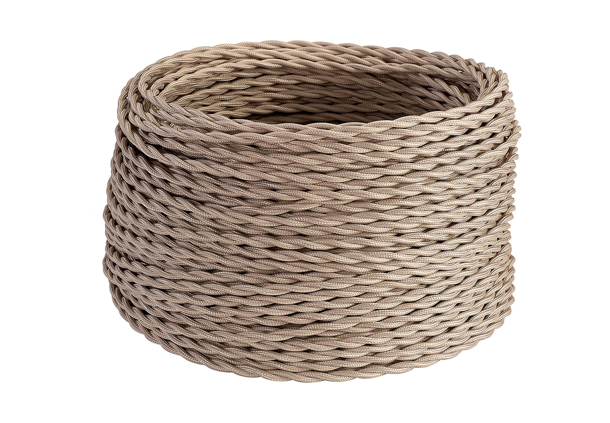 Cavo 1m Ivory Braided Twisted 2 Core 0.75mm Cable VDE Approved (qty ordered will be supplied as one continuous length)