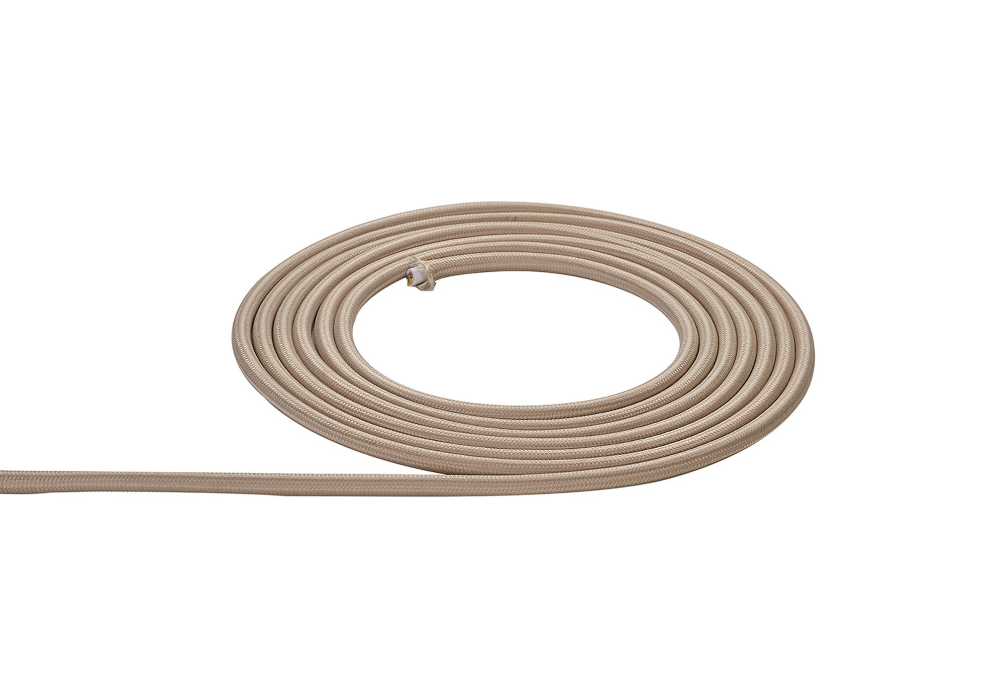 Cavo 1m Ivory Braided 3 Core 0.75mm Cable VDE Approved (qty ordered will be supplied as one continuous length)