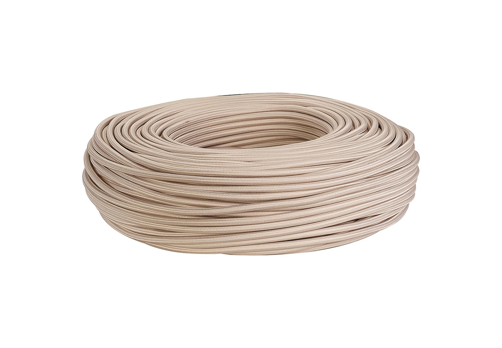 Cavo 1m Ivory Braided 3 Core 0.75mm Cable VDE Approved (qty ordered will be supplied as one continuous length)