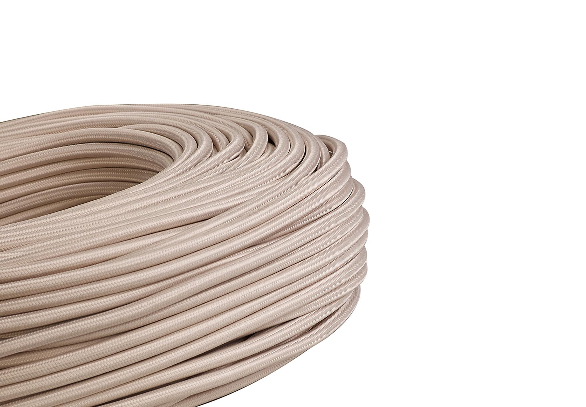 Cavo 1m Ivory Braided 3 Core 0.75mm Cable VDE Approved (qty ordered will be supplied as one continuous length)