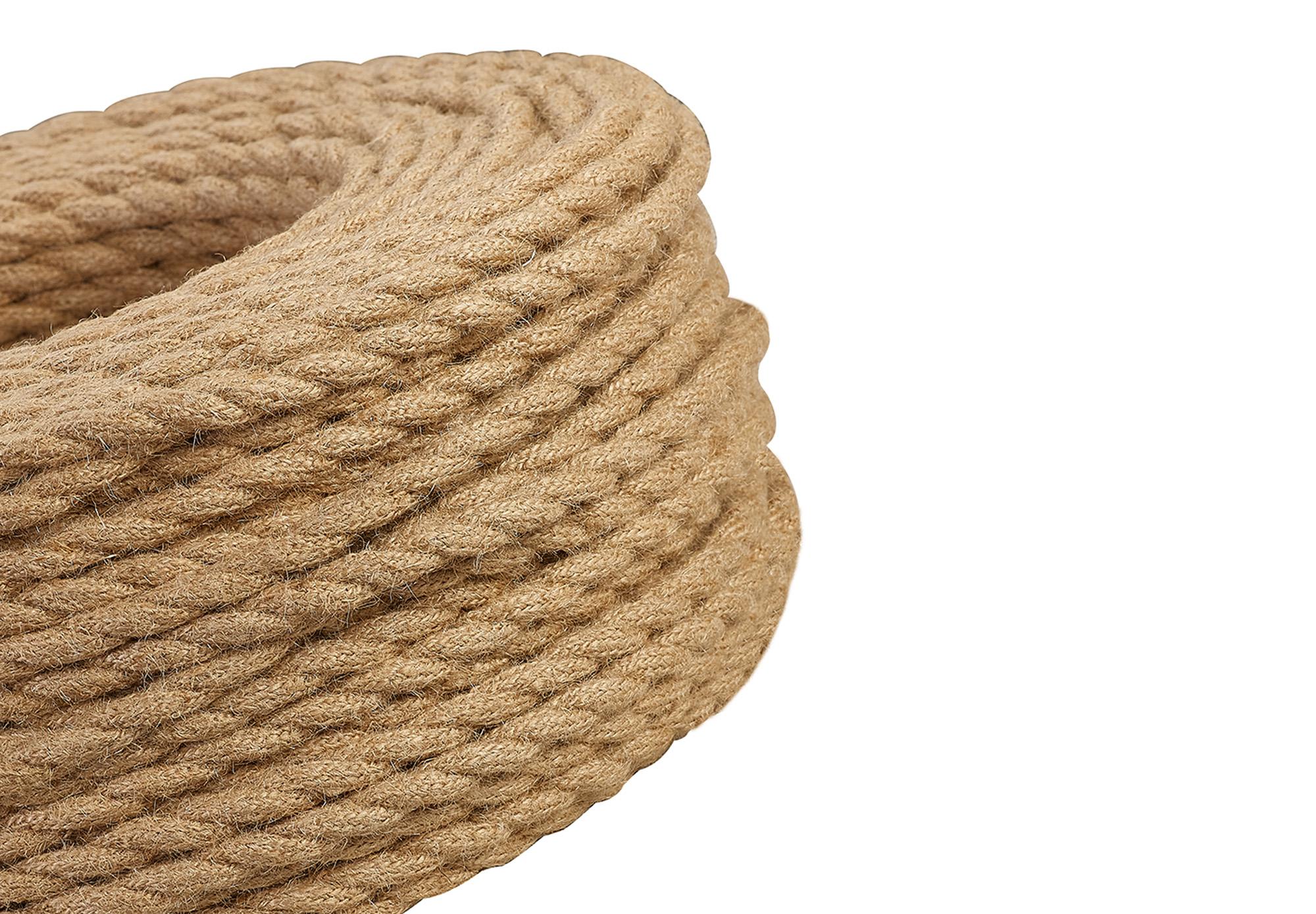 Cavo 1m Jute Brown Braided Twisted 2 Core 0.75mm Cable VDE Approved (qty ordered will be supplied as one continuous length)