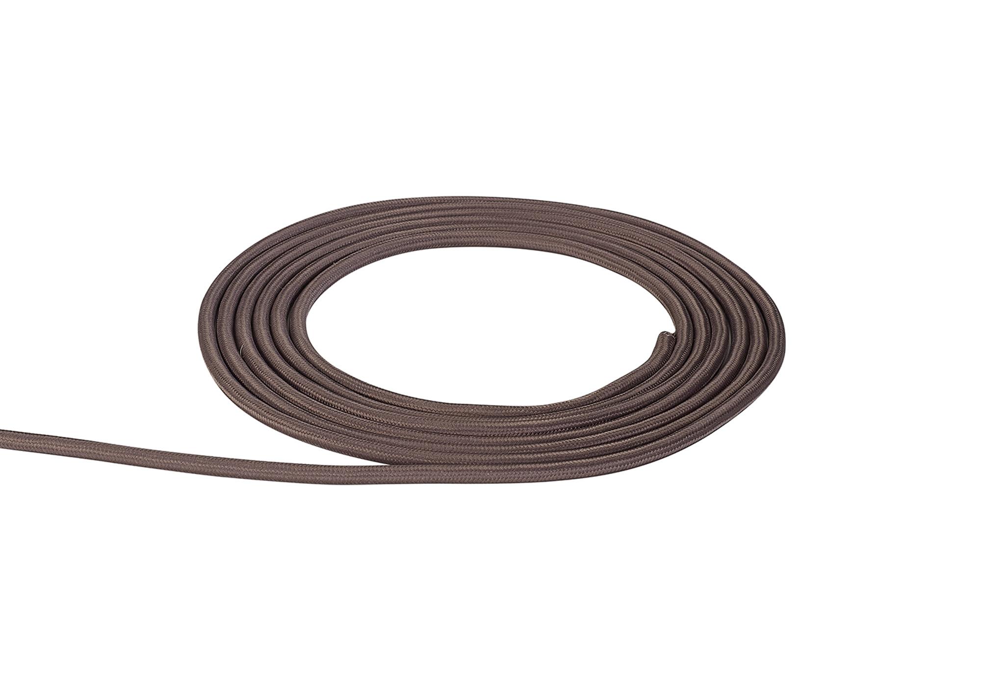 Cavo 1m Grey Braided 3 Core 0.75mm Cable VDE Approved (qty ordered will be supplied as one continuous length)