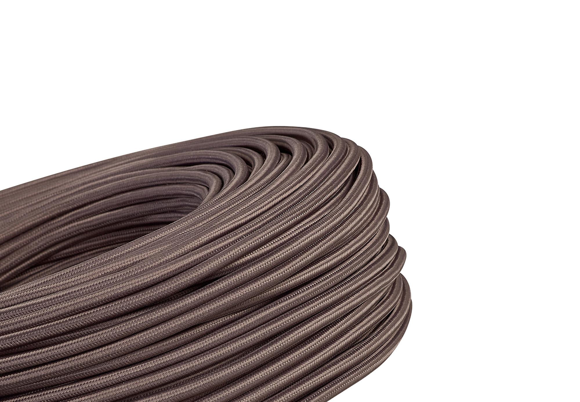 Cavo 1m Grey Braided 3 Core 0.75mm Cable VDE Approved (qty ordered will be supplied as one continuous length)