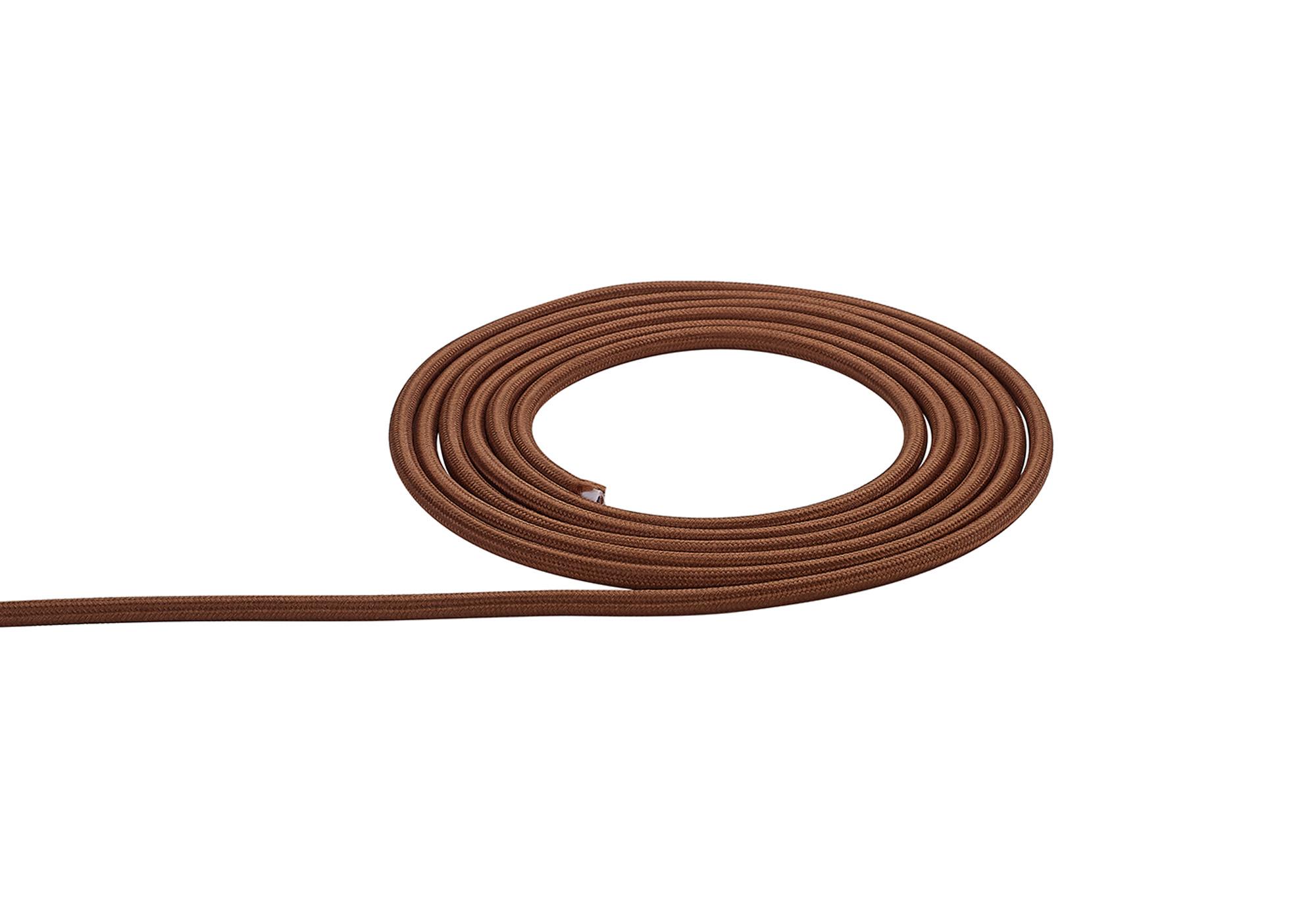 Cavo 1m Brown Braided 3 Core 0.75mm Cable VDE Approved (qty ordered will be supplied as one continuous length)