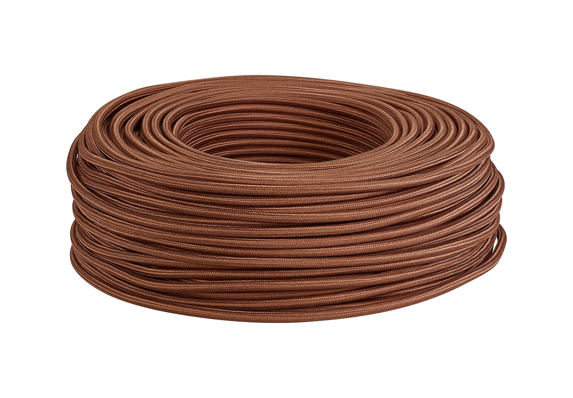 Cavo 1m Brown Braided 3 Core 0.75mm Cable VDE Approved (qty ordered will be supplied as one continuous length)