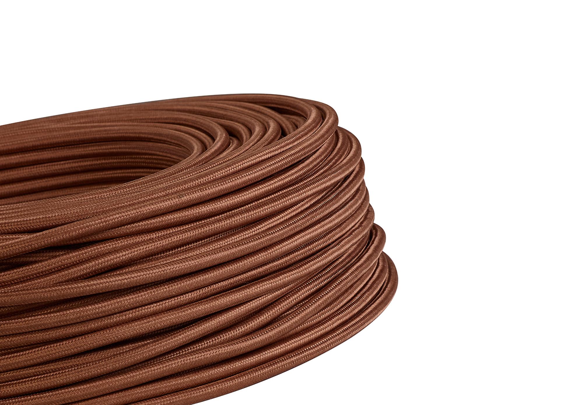 Cavo 1m Brown Braided 3 Core 0.75mm Cable VDE Approved (qty ordered will be supplied as one continuous length)