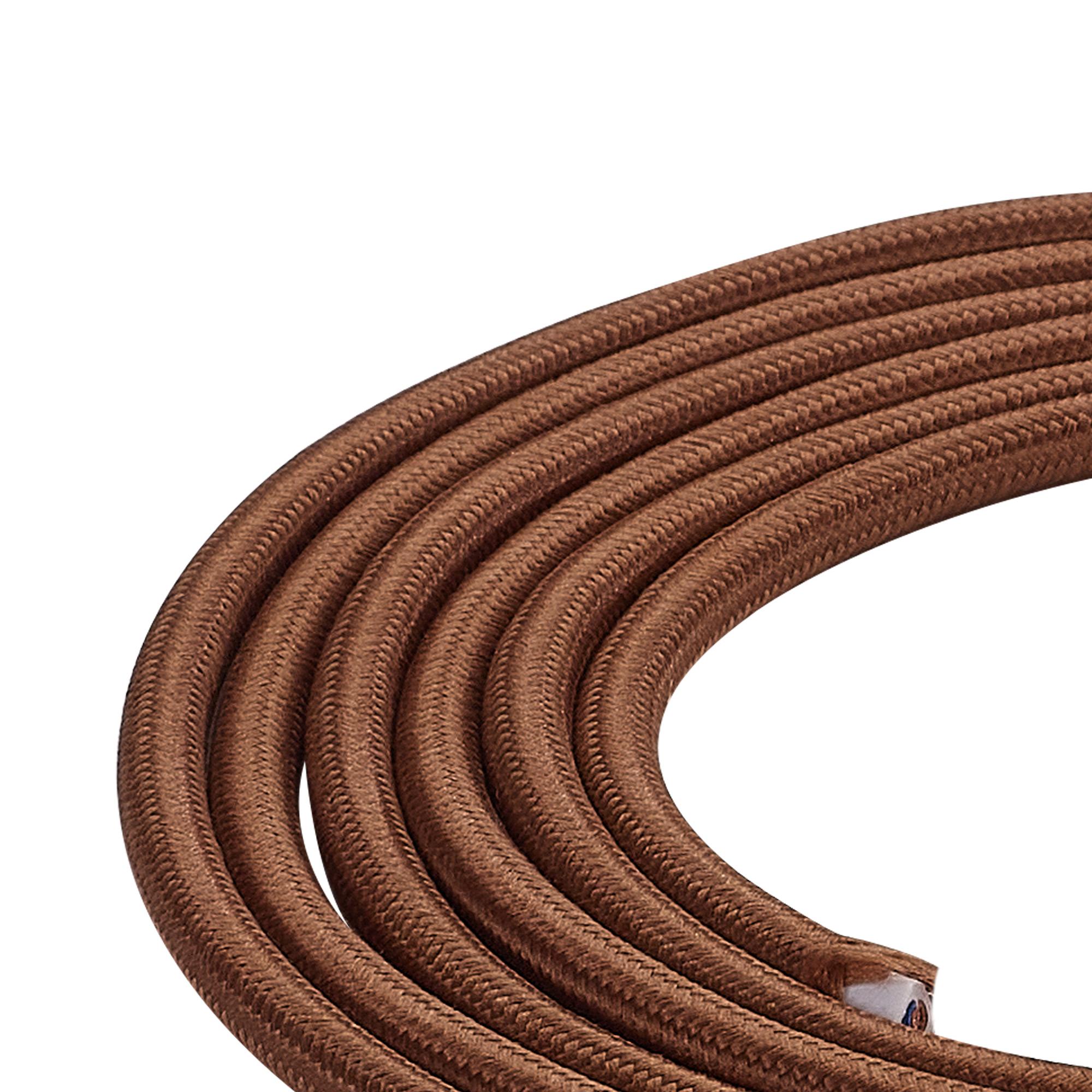 Cavo 1m Brown Braided 3 Core 0.75mm Cable VDE Approved (qty ordered will be supplied as one continuous length)