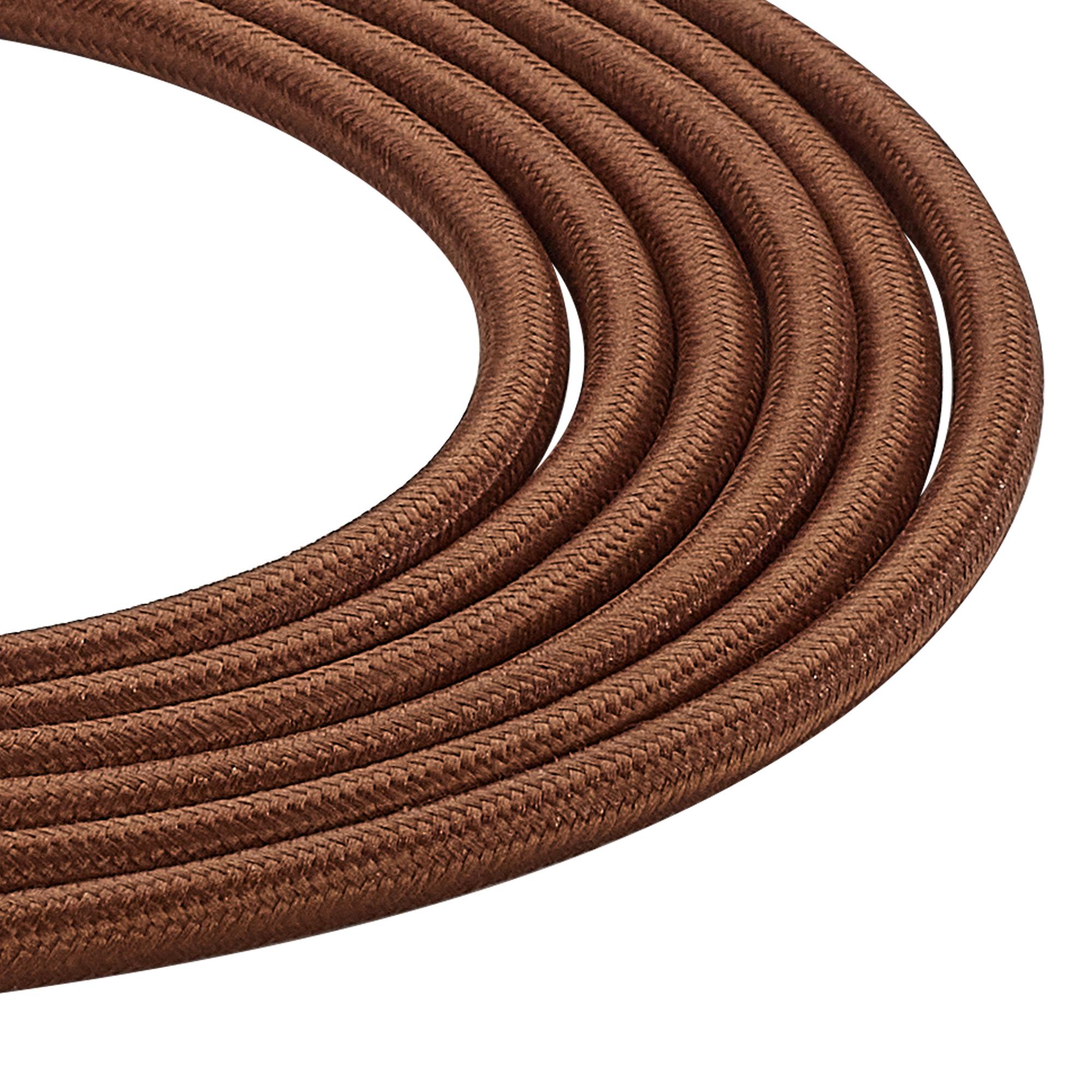 Cavo 1m Brown Braided 3 Core 0.75mm Cable VDE Approved (qty ordered will be supplied as one continuous length)