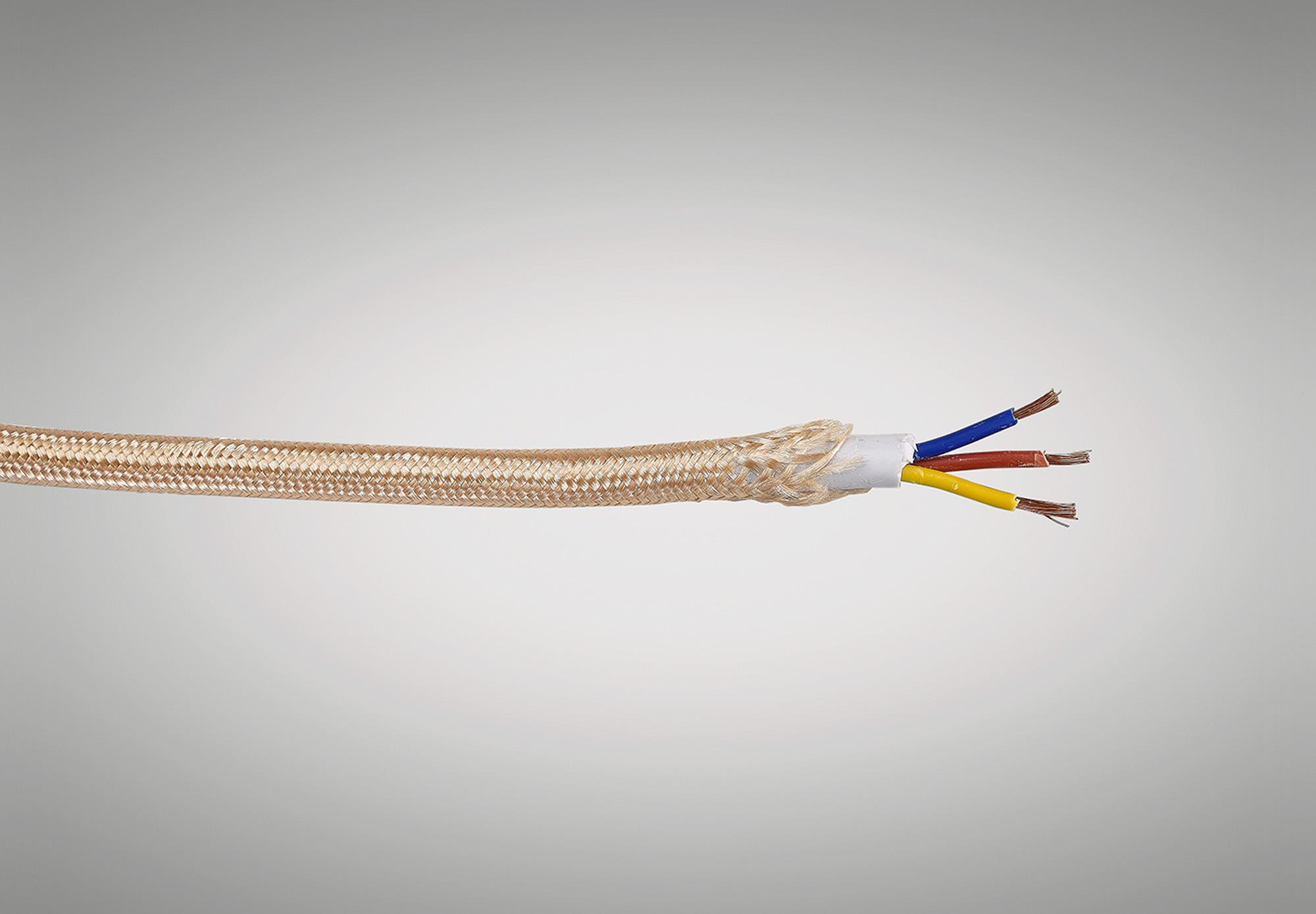 Cavo 1m Gold Braided 3 Core 0.75mm Cable VDE Approved (qty ordered will be supplied as one continuous length)