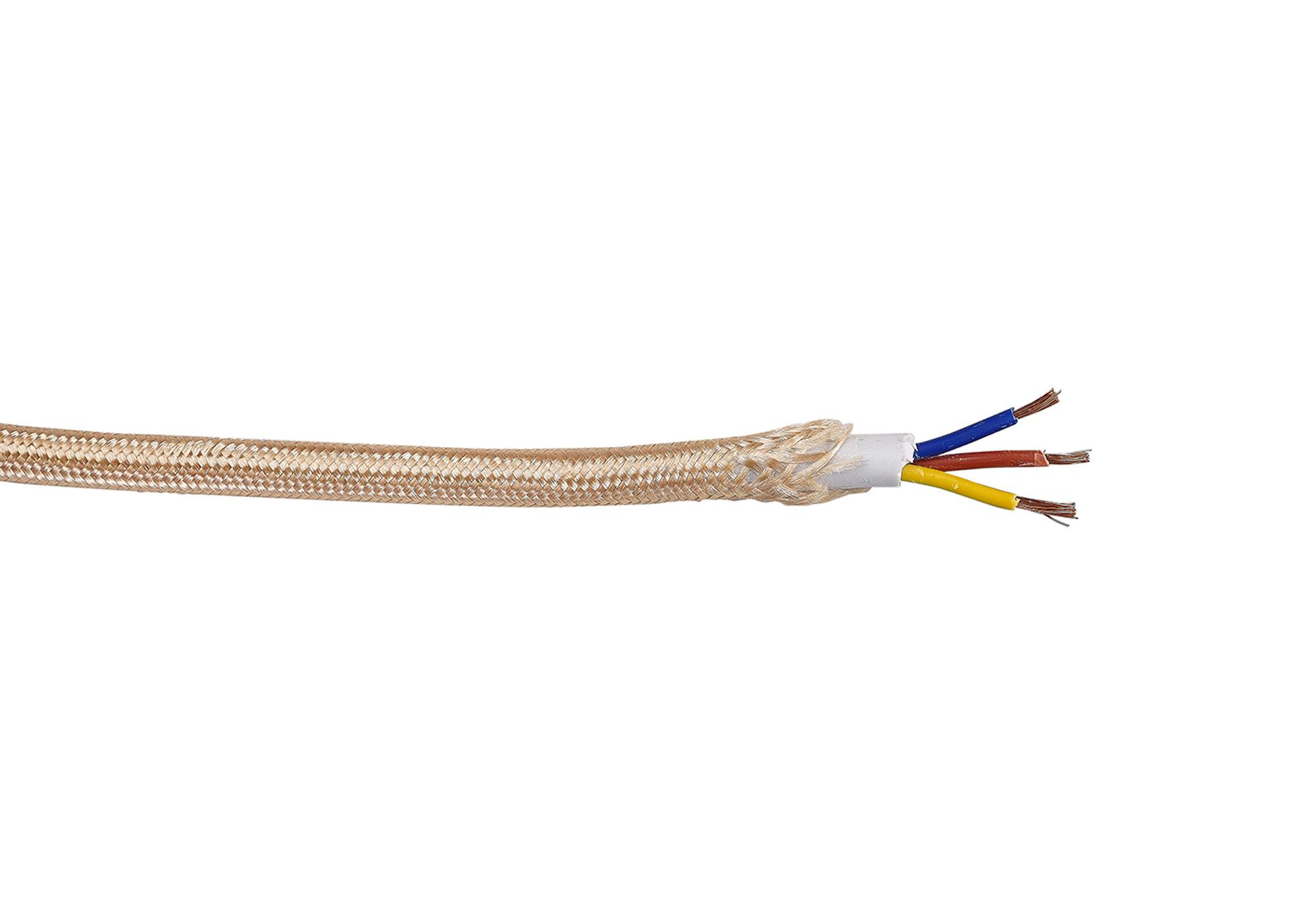Cavo 1m Gold Braided 3 Core 0.75mm Cable VDE Approved (qty ordered will be supplied as one continuous length)