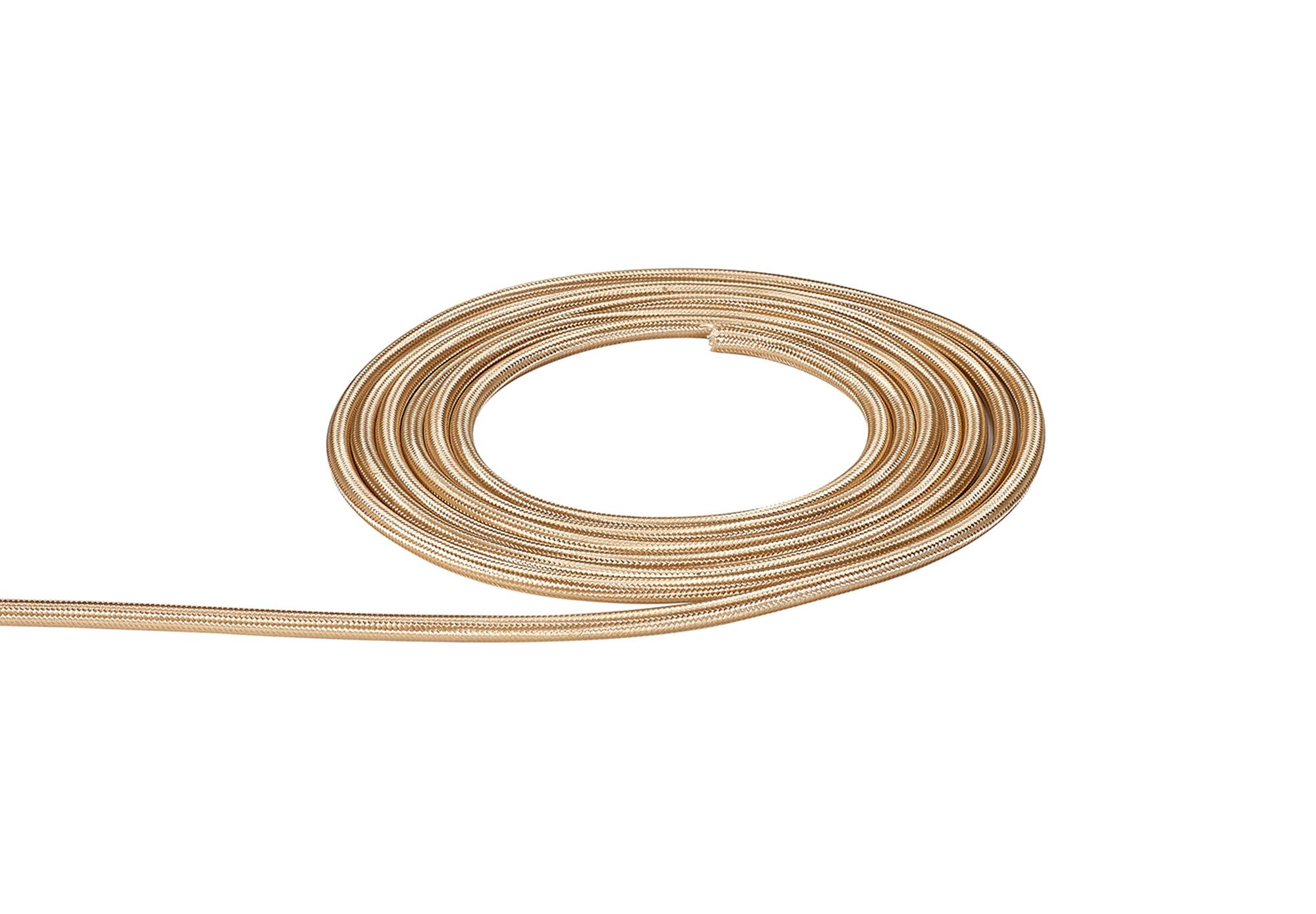 Cavo 1m Gold Braided 3 Core 0.75mm Cable VDE Approved (qty ordered will be supplied as one continuous length)