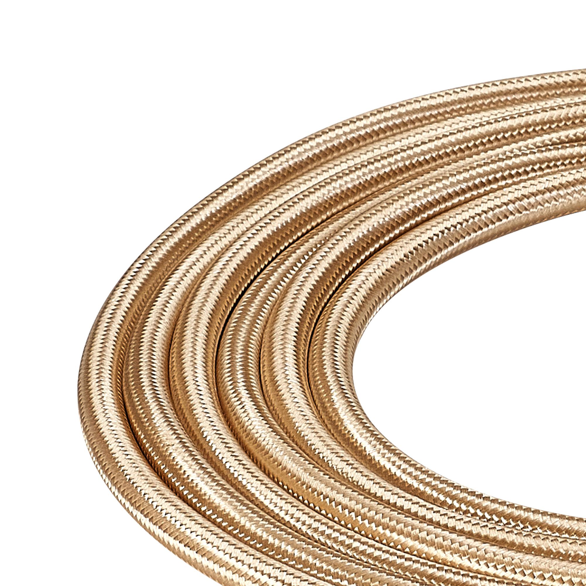 Cavo 1m Gold Braided 3 Core 0.75mm Cable VDE Approved (qty ordered will be supplied as one continuous length)