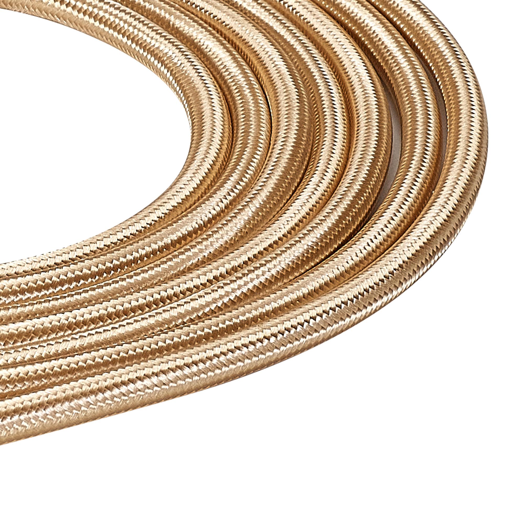 Cavo 1m Gold Braided 3 Core 0.75mm Cable VDE Approved (qty ordered will be supplied as one continuous length)
