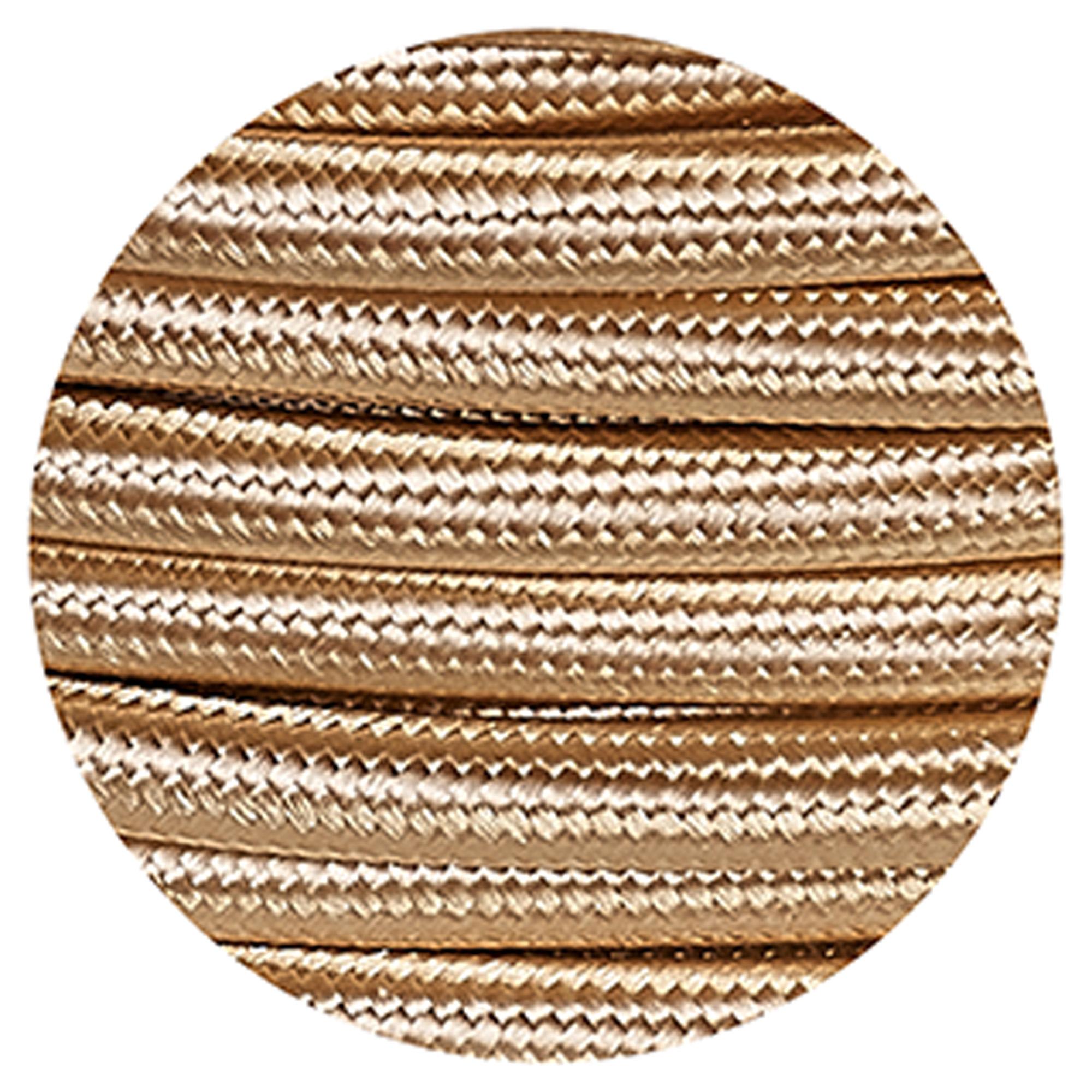 Cavo 1m Gold Braided 3 Core 0.75mm Cable VDE Approved (qty ordered will be supplied as one continuous length)
