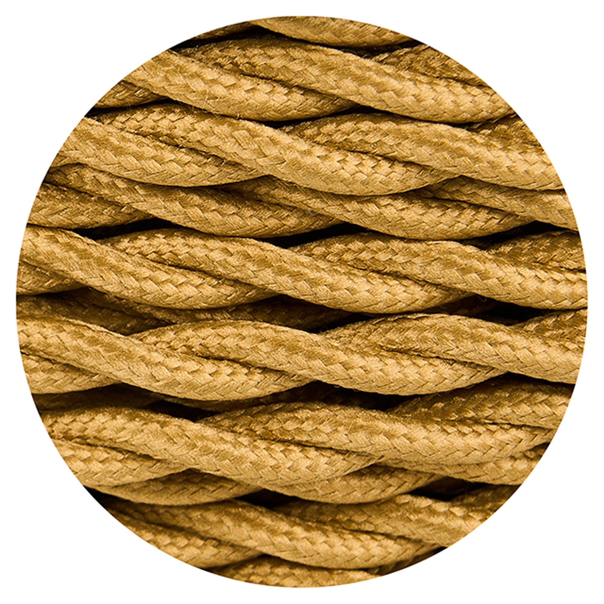 Cavo 1m Golden Brown Braided Twisted 2 Core 0.75mm Cable VDE Approved (qty ordered will be supplied as one continuous length)