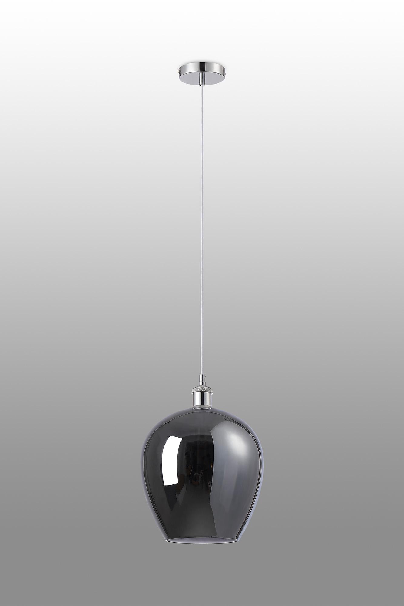 Cawdor Single Pendant, 1 Light E27, Polished Chrome/White/Chrome Wine Glass