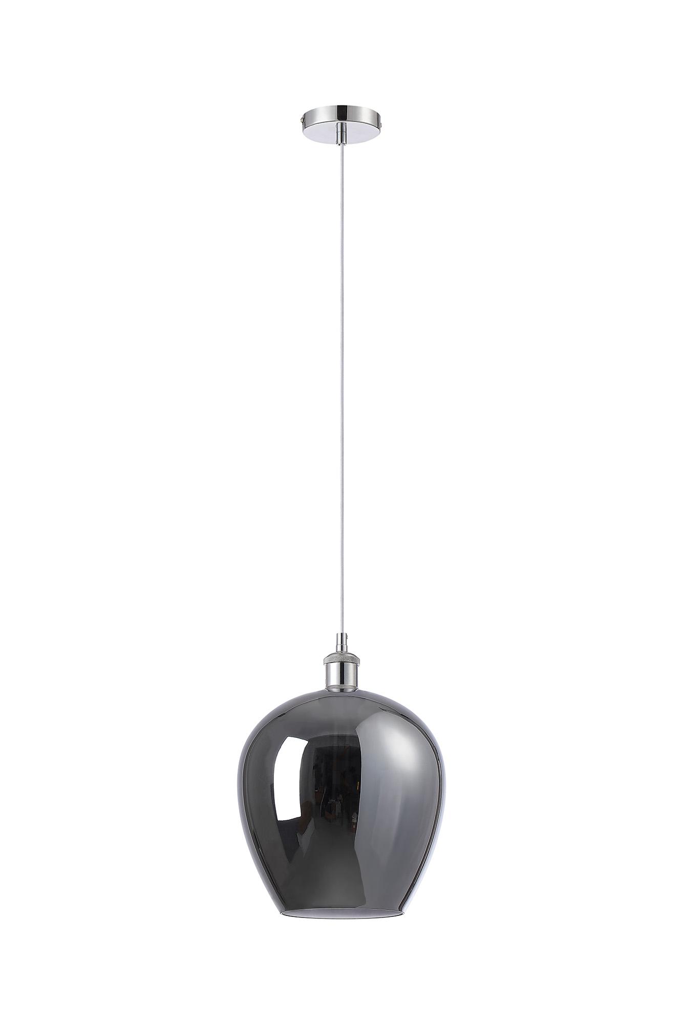 Cawdor Single Pendant, 1 Light E27, Polished Chrome/White/Chrome Wine Glass