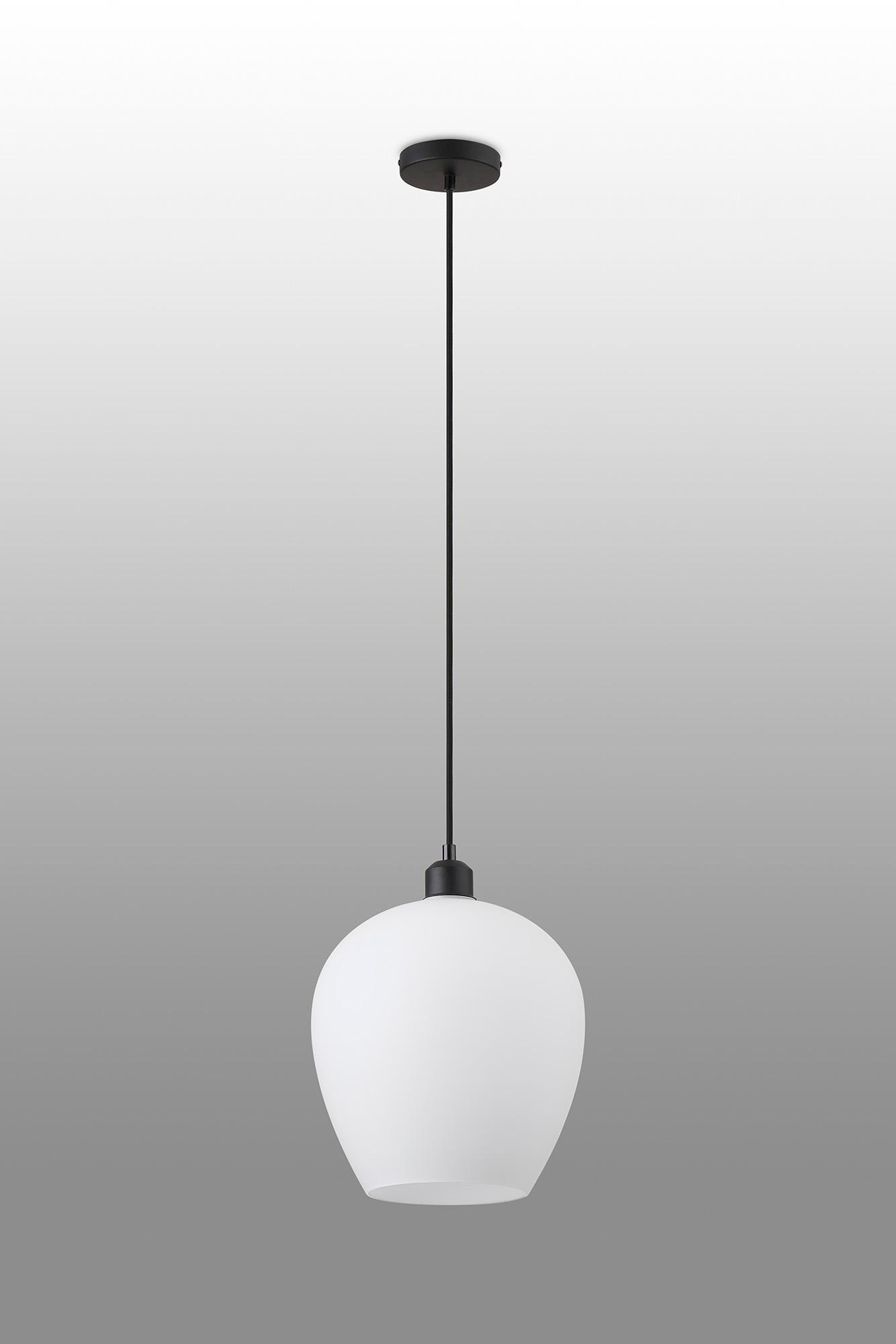 Cawdor Single Pendant, 1 Light E27, Matt Black/Opal Wine Glass