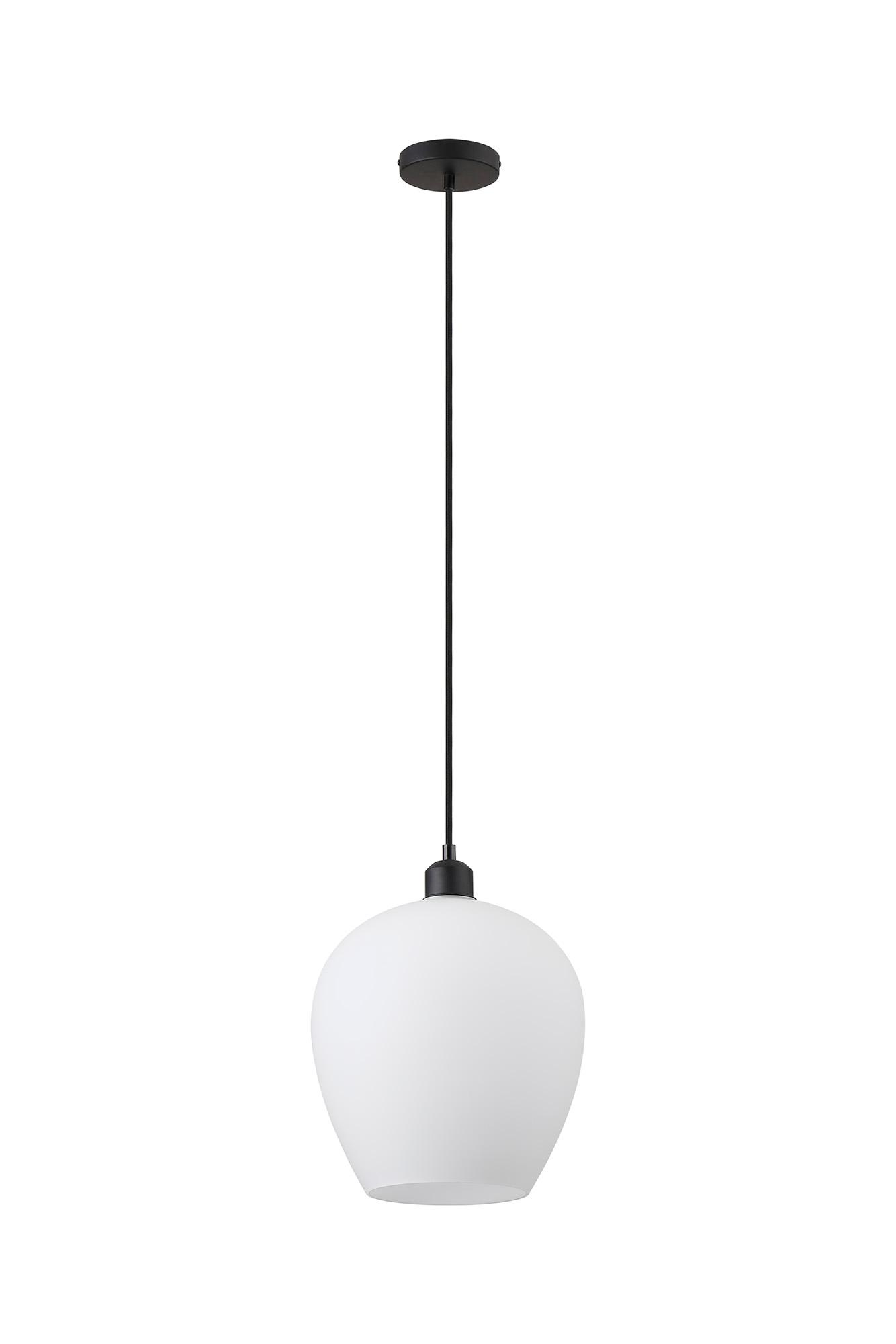 Cawdor Single Pendant, 1 Light E27, Matt Black/Opal Wine Glass