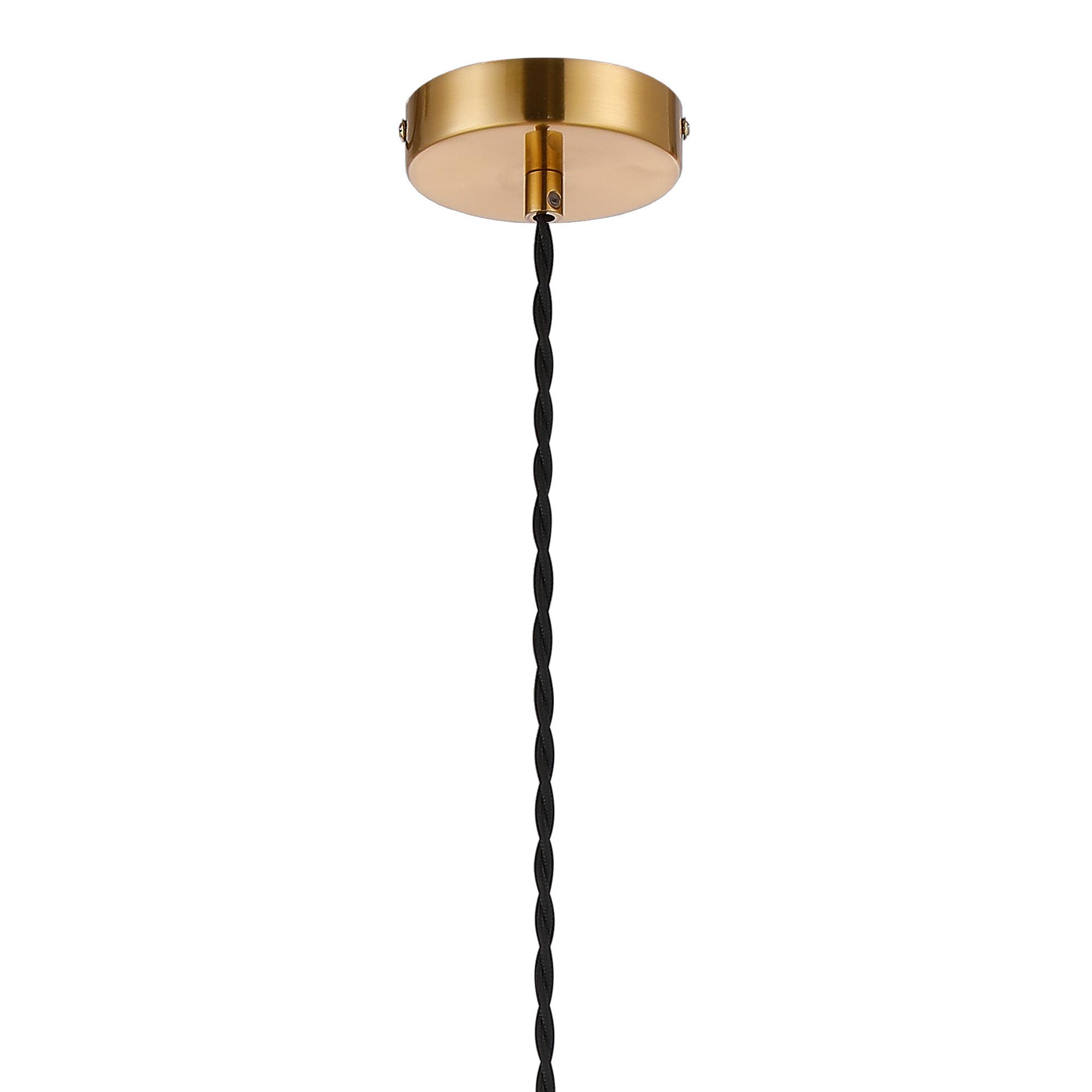Cawdor Single Pendant, 1 Light E27, Gilt Bronze/Black/Opal Pumpkin Glass