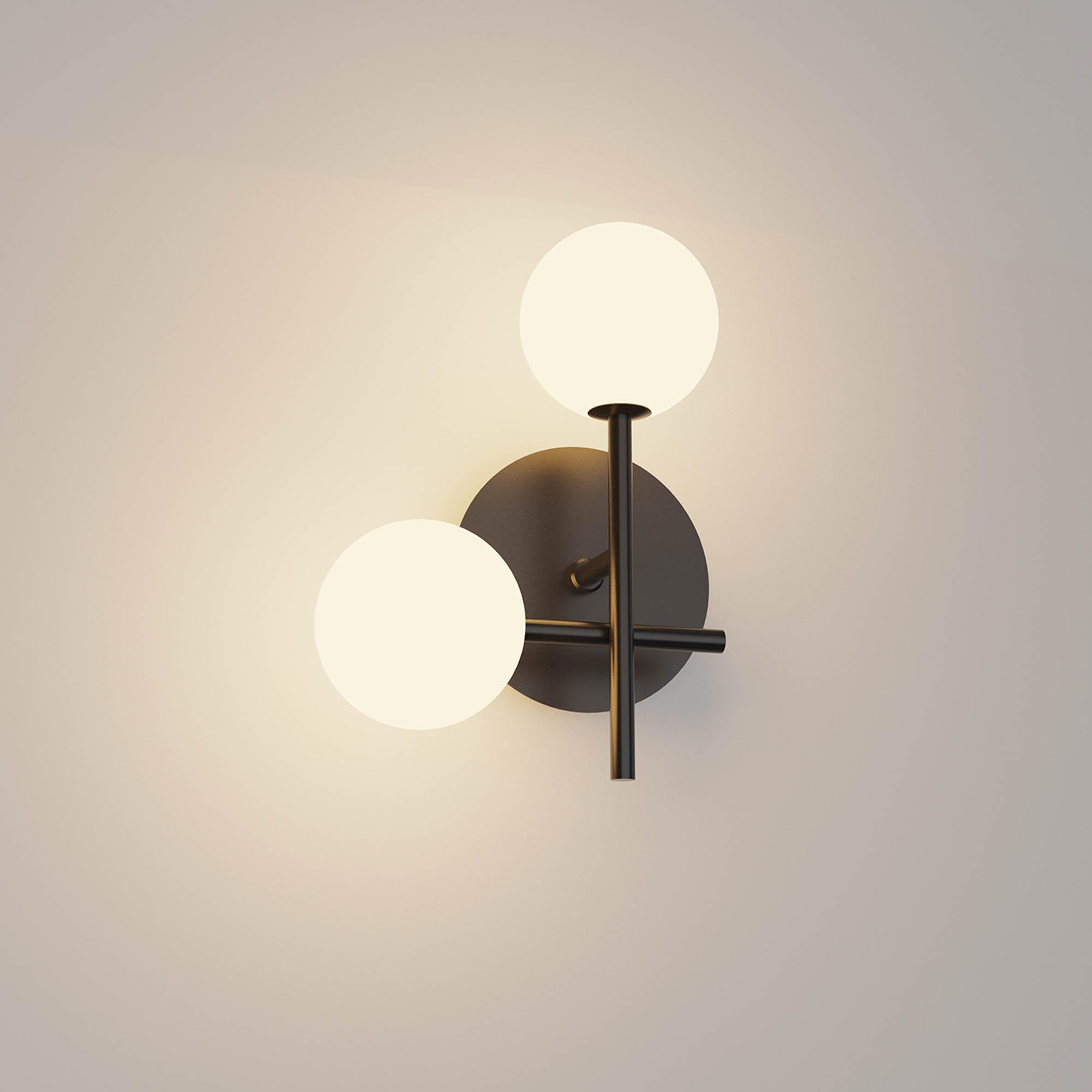 Cellar Left Wall Lamp 2 Light, Replaceable 5W LEDs, 4000K, Black