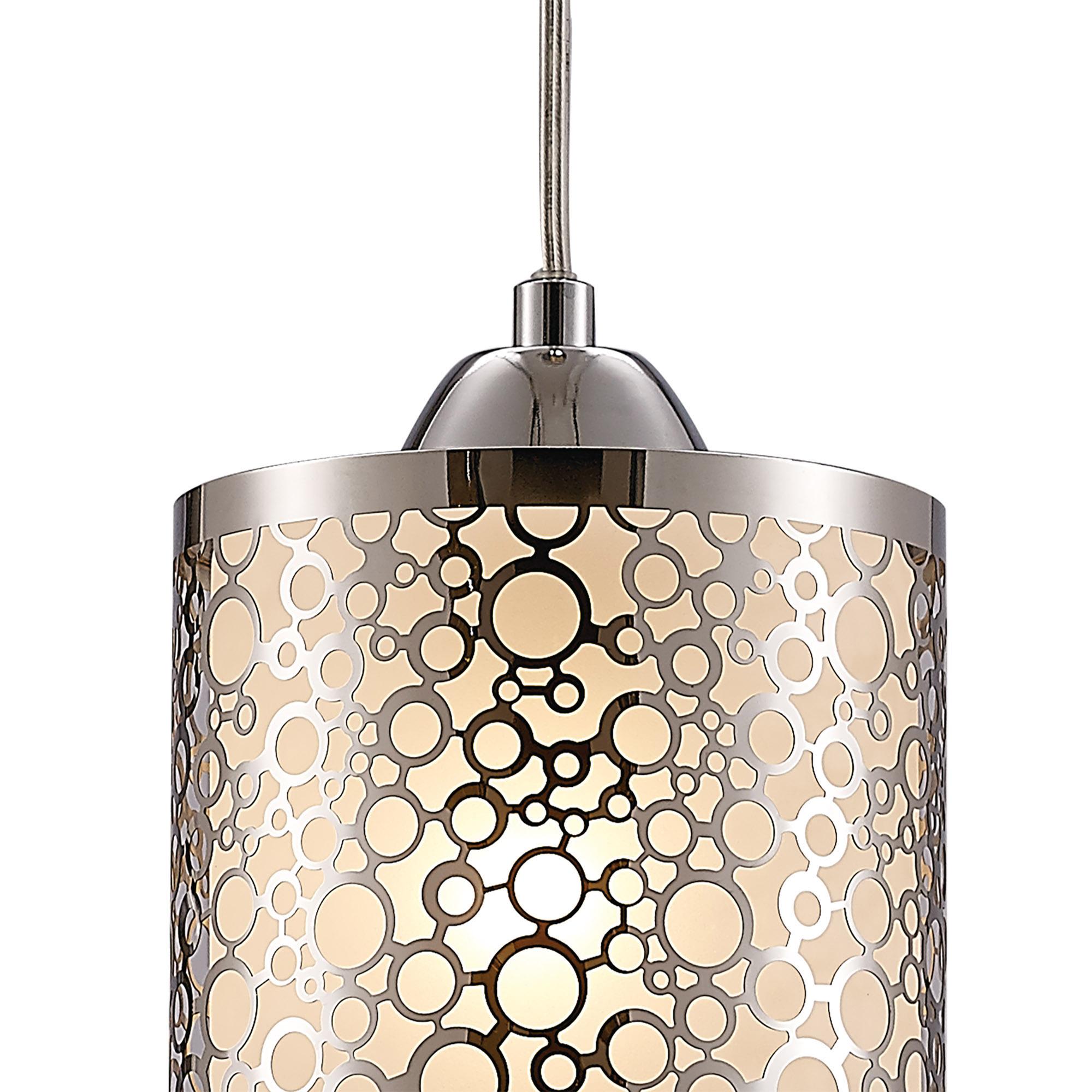 * Charon 13cm Single Circle Pattern Pendant 1 Light E27 Polished Chrome
