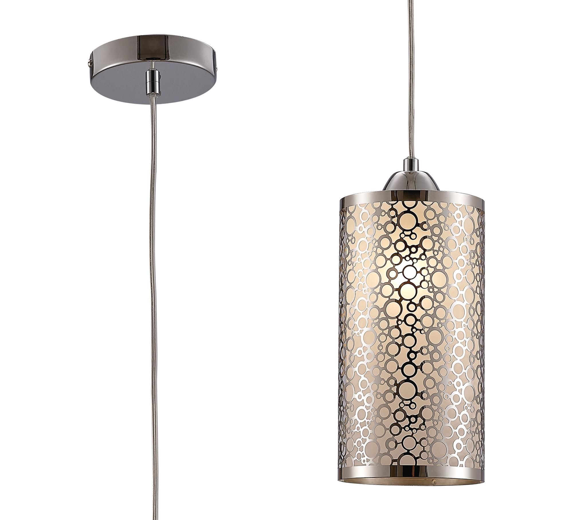 * Charon 13cm Single Circle Pattern Pendant 1 Light E27 Polished Chrome