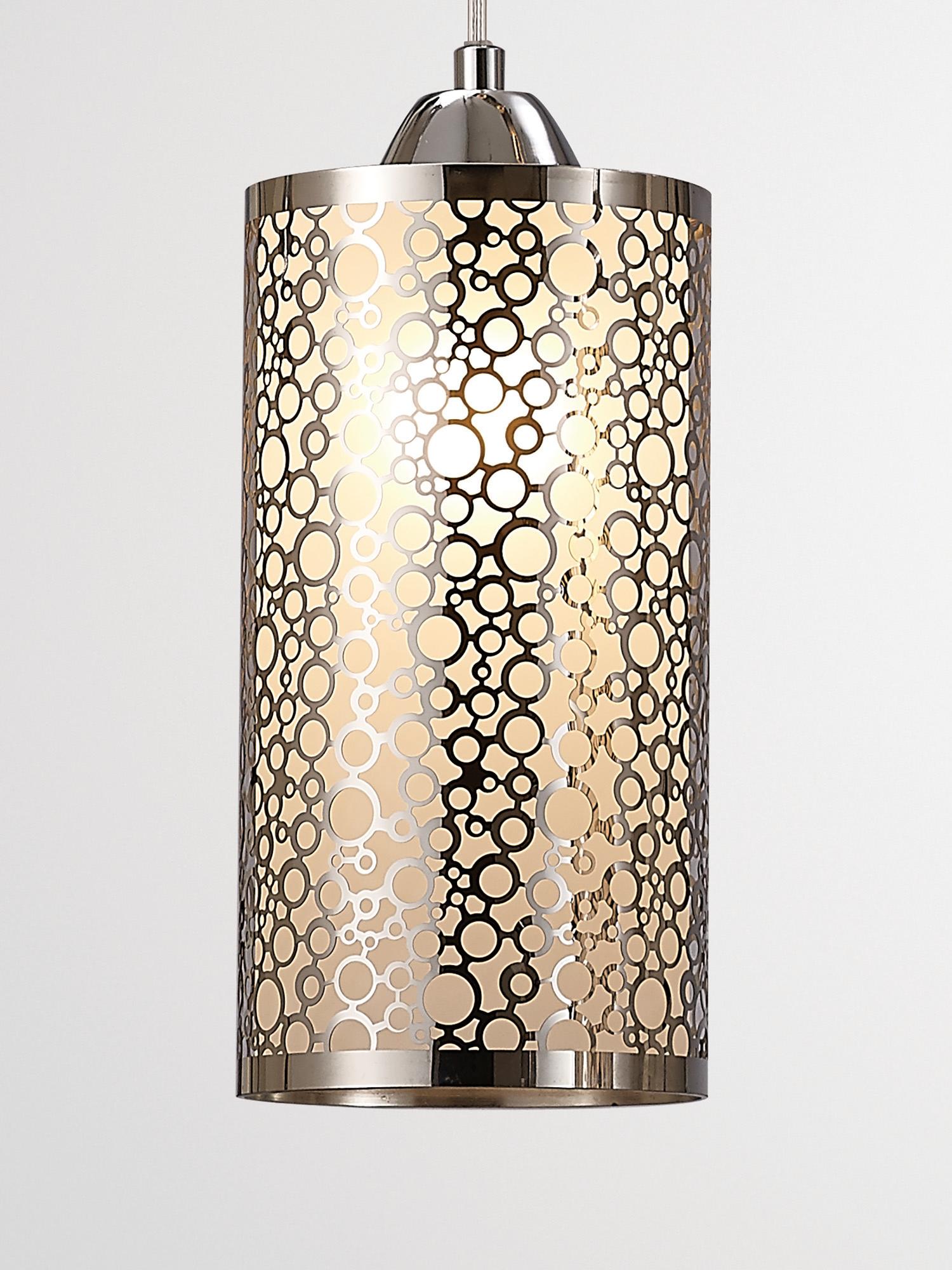 * Charon Circle Pattern Pendant 3 Light E27 Linear Polished Chrome