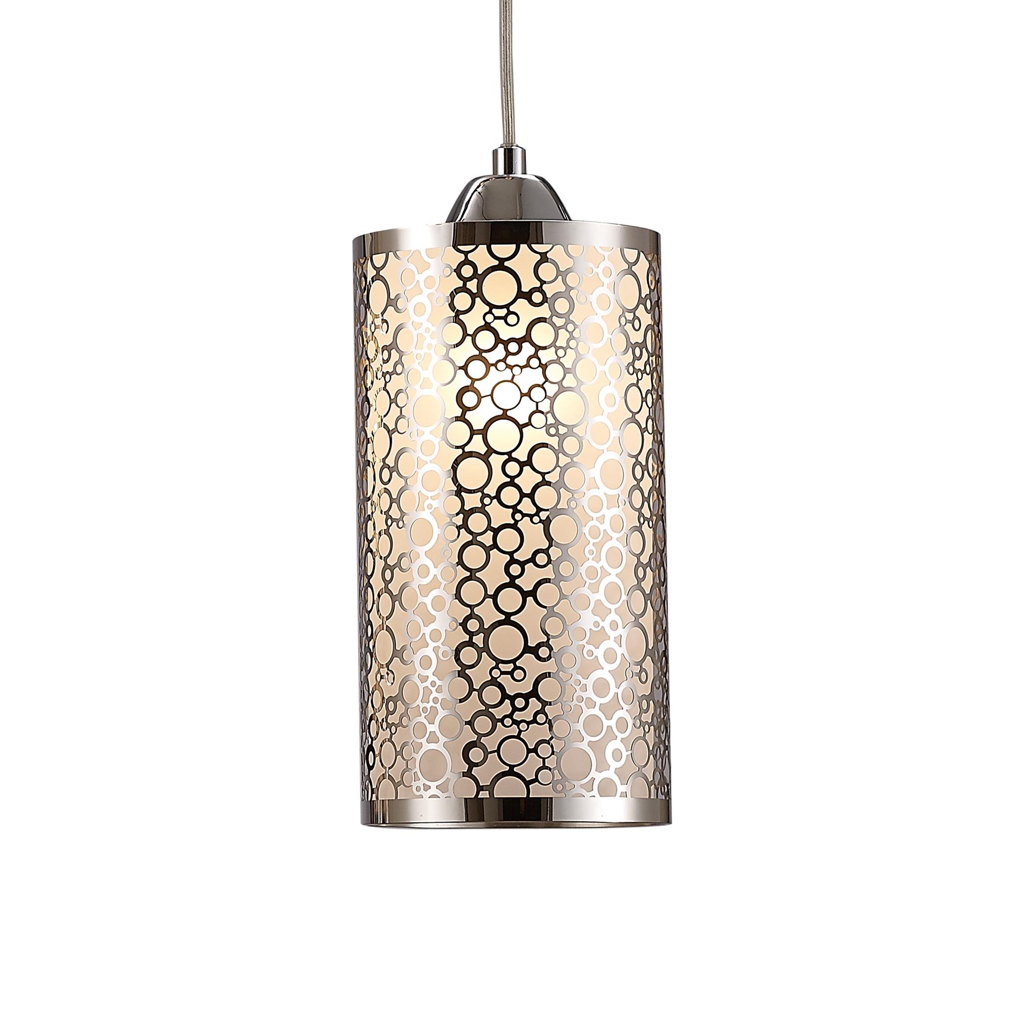 * Charon Circle Pattern Pendant 3 Light E27 Linear Polished Chrome