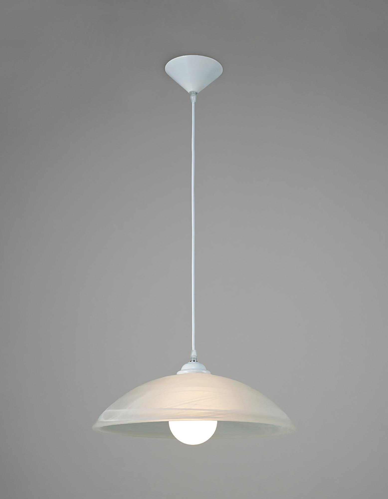 * Chester 40cm 1 x E27 Pendant, Frosted Alabaster Glass With White 1 Light Pendant
