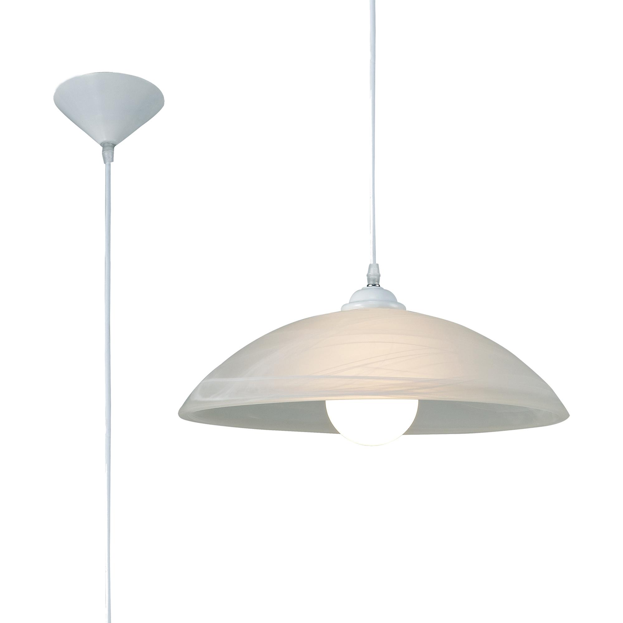 * Chester 40cm 1 x E27 Pendant, Frosted Alabaster Glass With White 1 Light Pendant