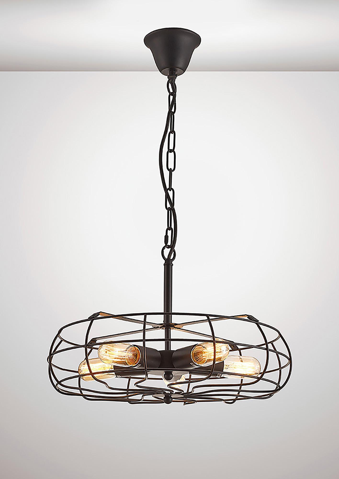 Claudia 47cm Pendant 5 Light E27 Black