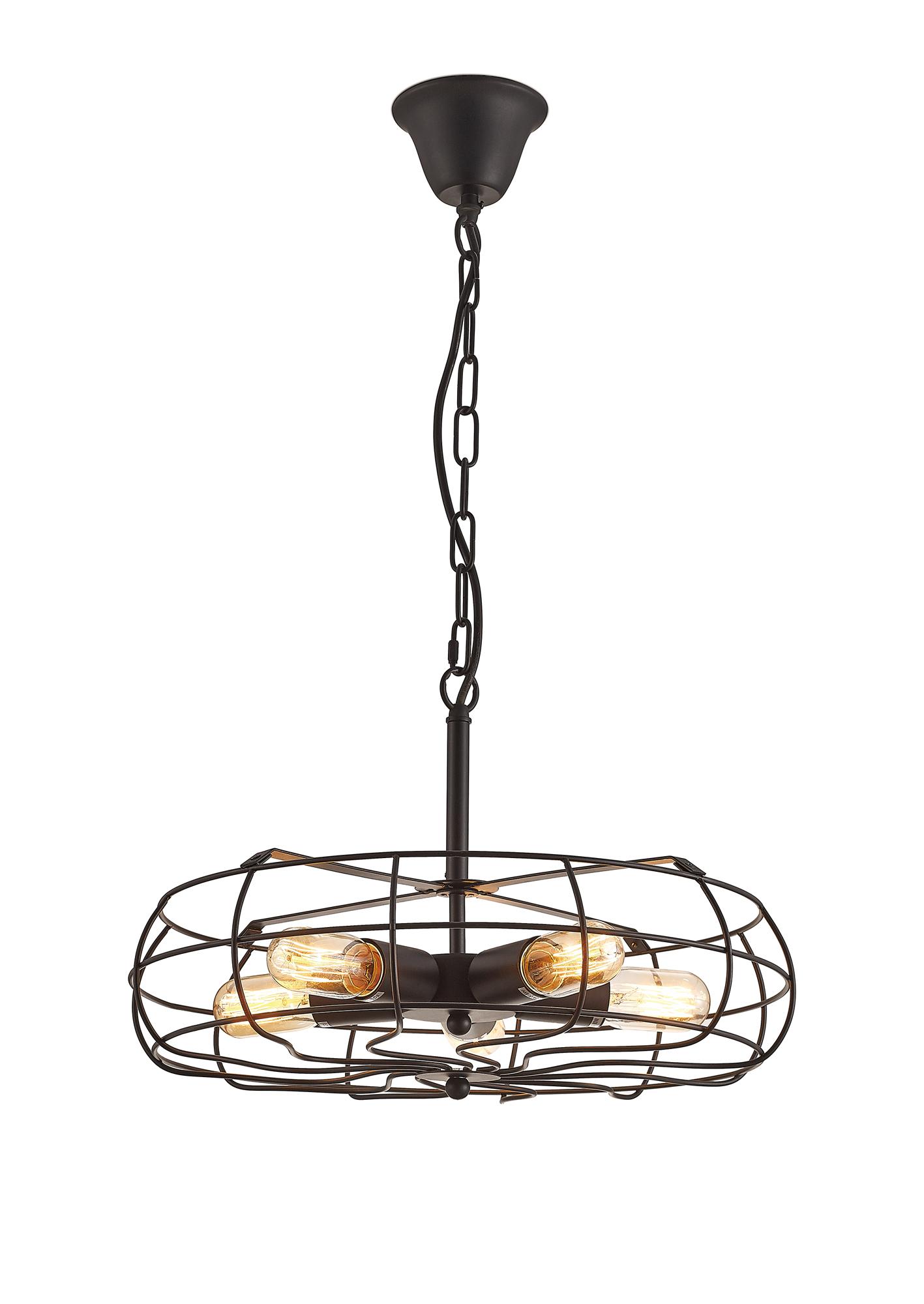 Claudia 47cm Pendant 5 Light E27 Black