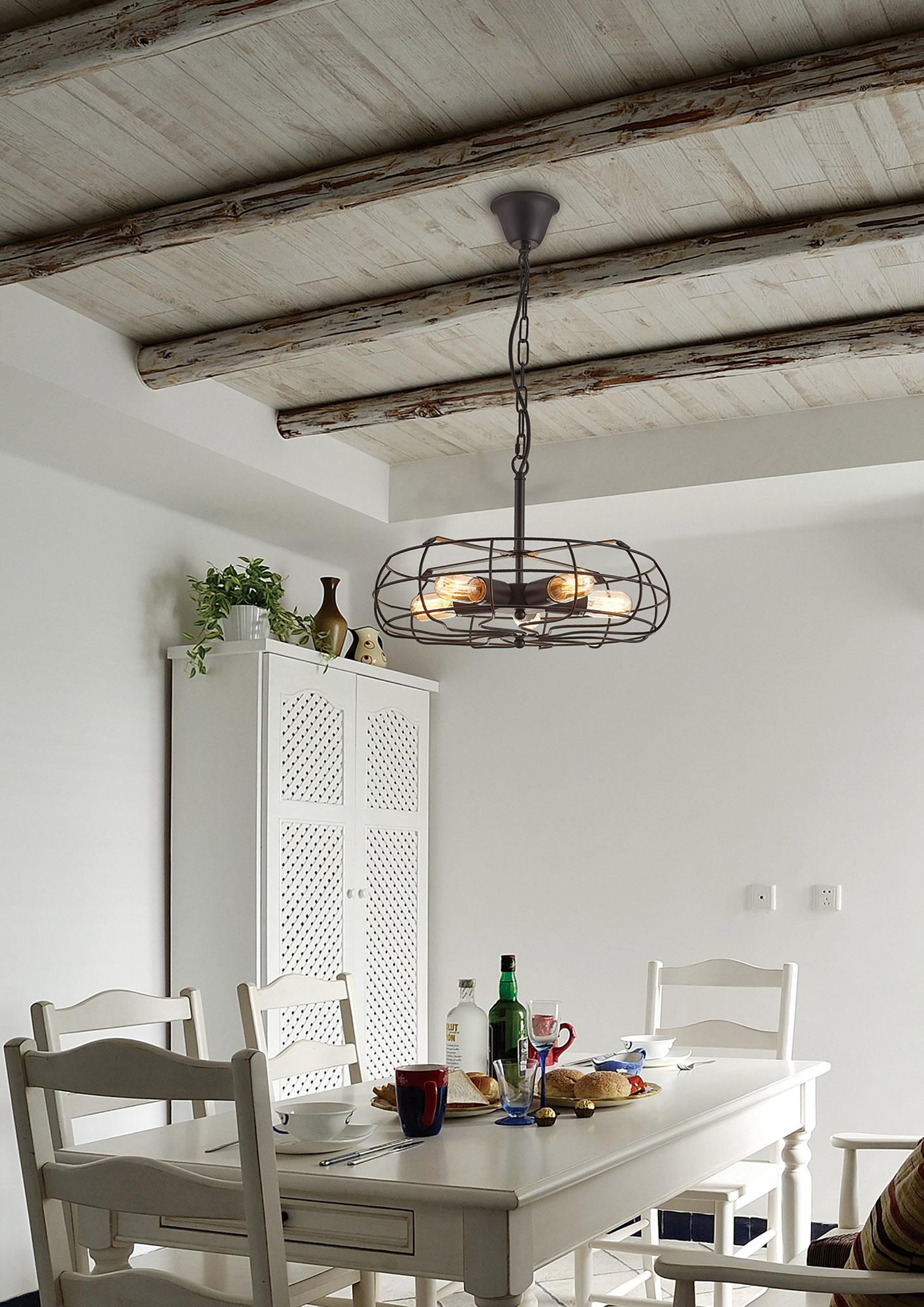 Claudia 47cm Pendant 5 Light E27 Black