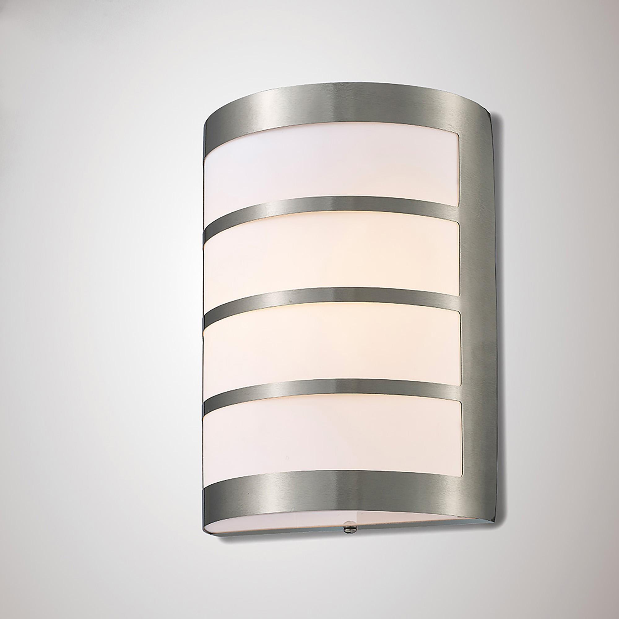 * Clayton Flush Wall Lamp 1 Light E27 IP44 Exterior Louvre Design Stainless Steel/Opal