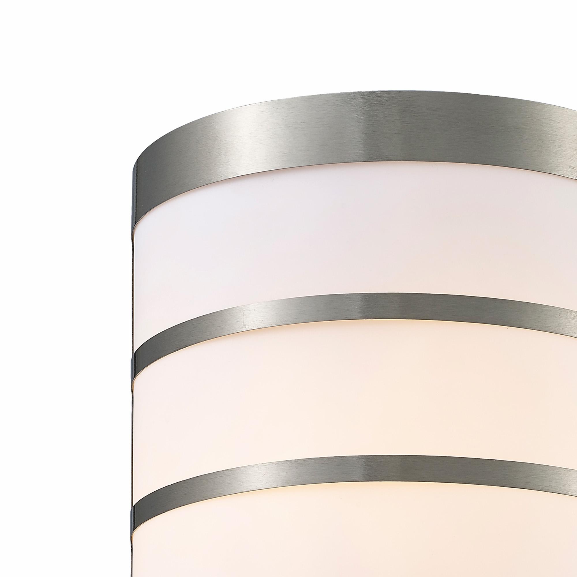 * Clayton Flush Wall Lamp 1 Light E27 IP44 Exterior Louvre Design Stainless Steel/Opal