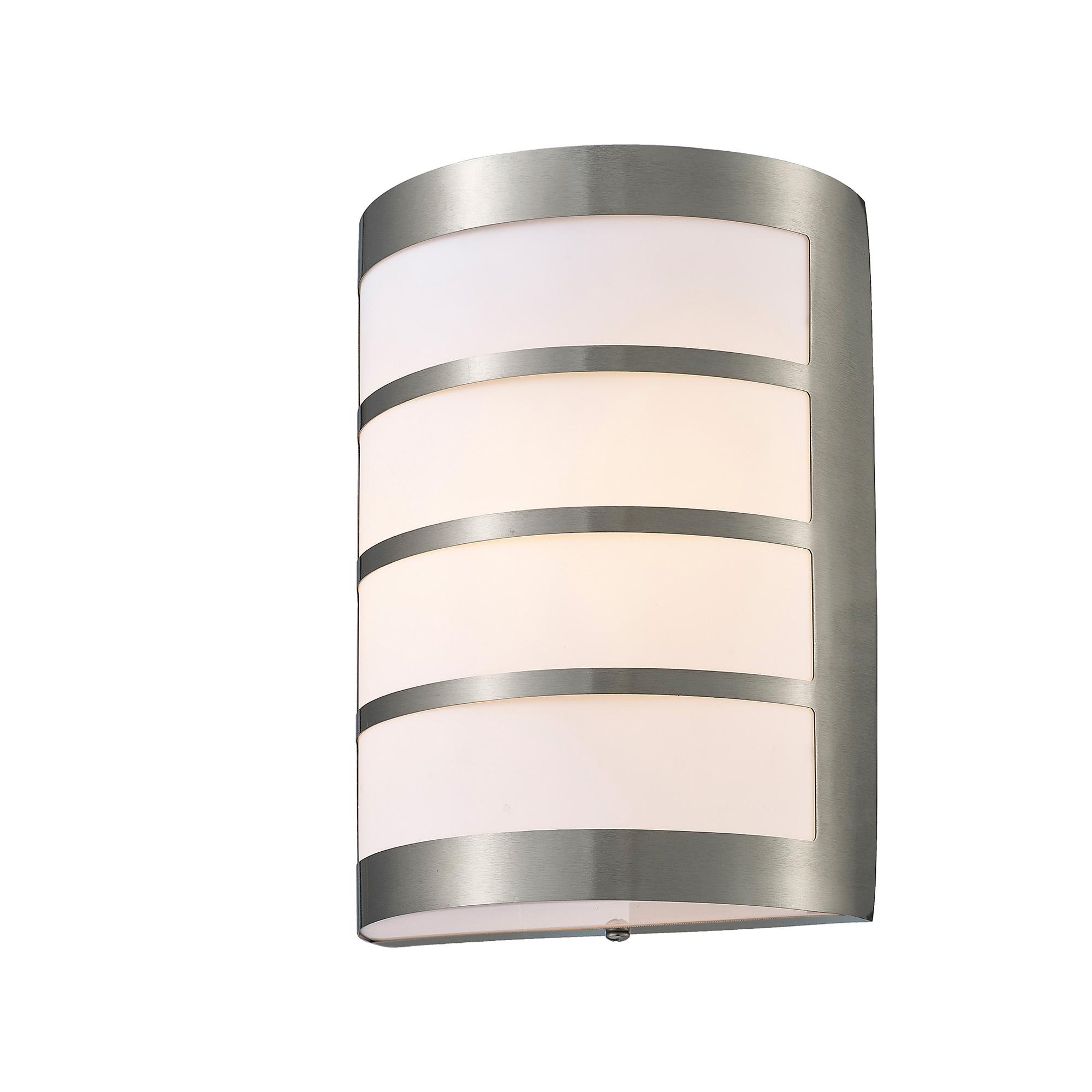 * Clayton Flush Wall Lamp 1 Light E27 IP44 Exterior Louvre Design Stainless Steel/Opal